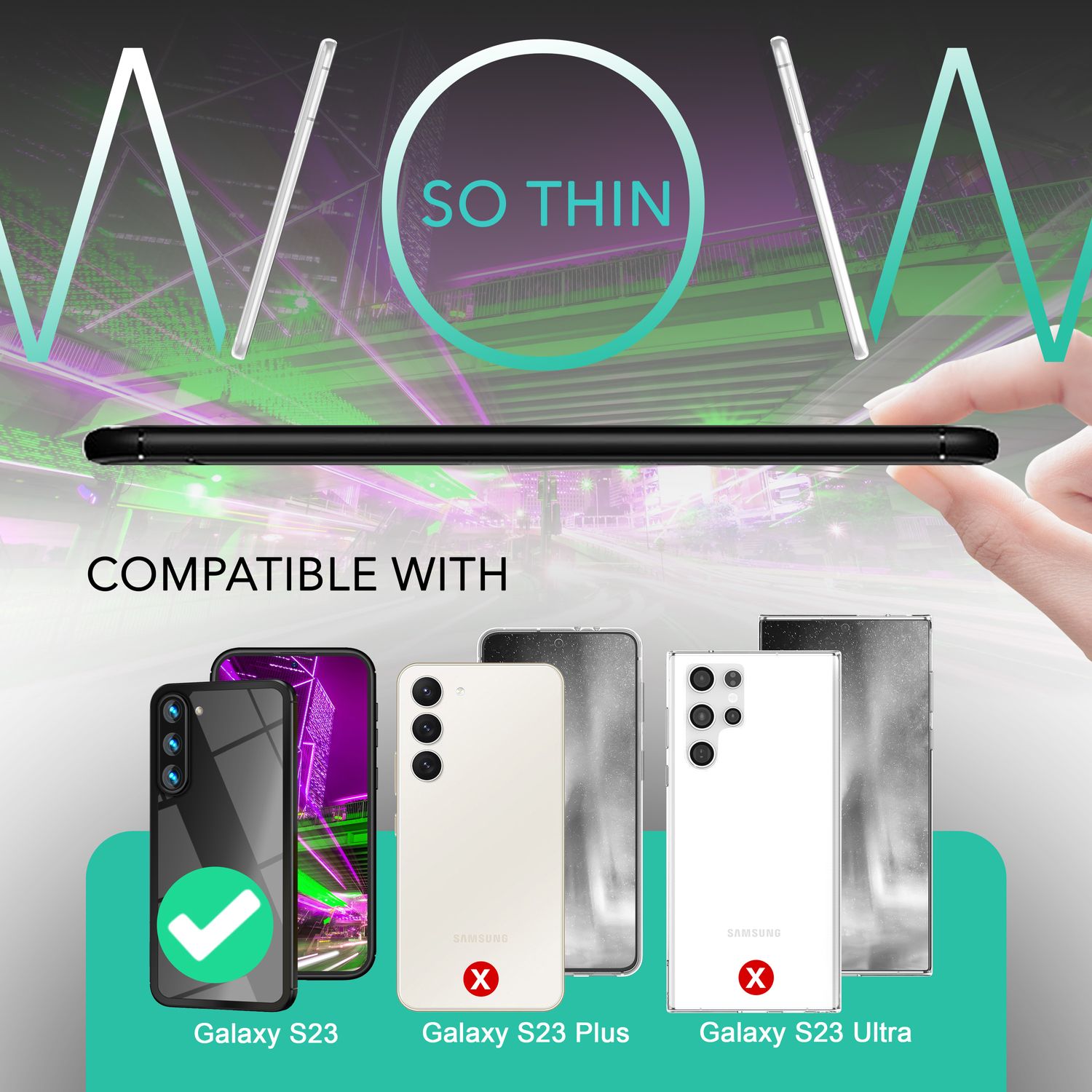 Klare Hybrid Hülle für Samsung Galaxy S23, 2x Displayglas/ Kameraschutz, Schwarz Default Title NALIA Protective Hülle