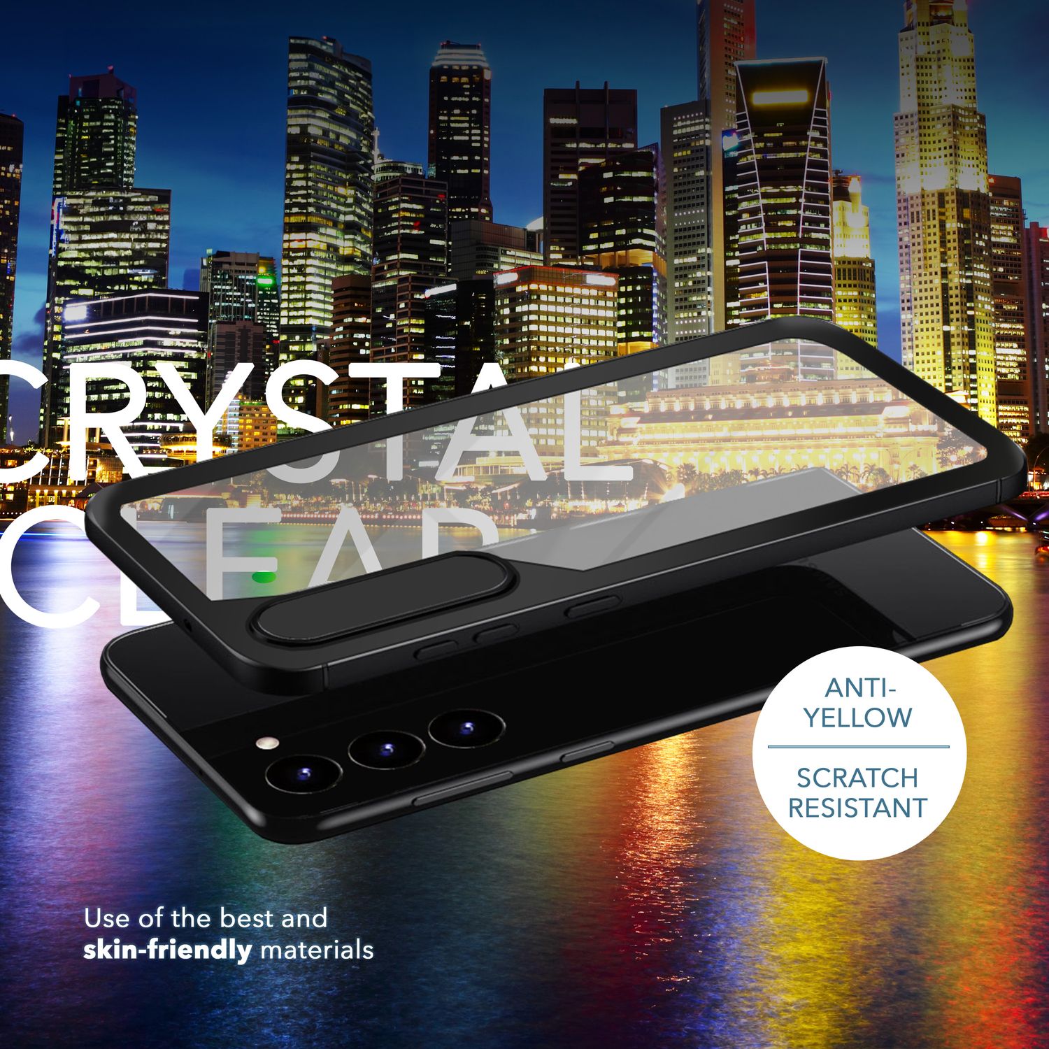 Klare Hybrid Hülle für Samsung Galaxy S23, 2x Displayglas/ Kameraschutz, Schwarz Default Title NALIA Protective Hülle