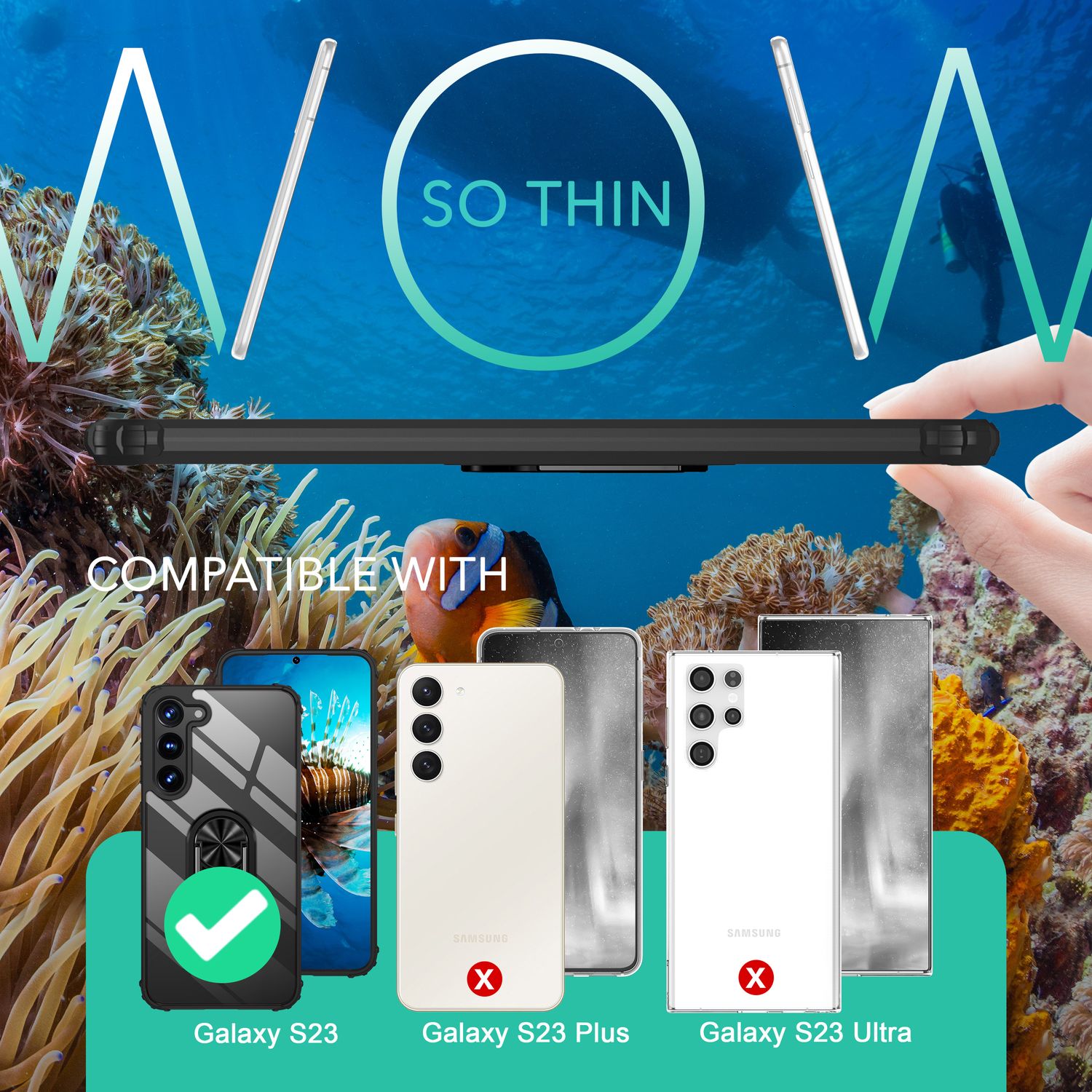 Klare Ring Hülle für Samsung Galaxy S23, 2x Displayglas & Kameraschutz, Schwarz Default Title NALIA Protective Hülle