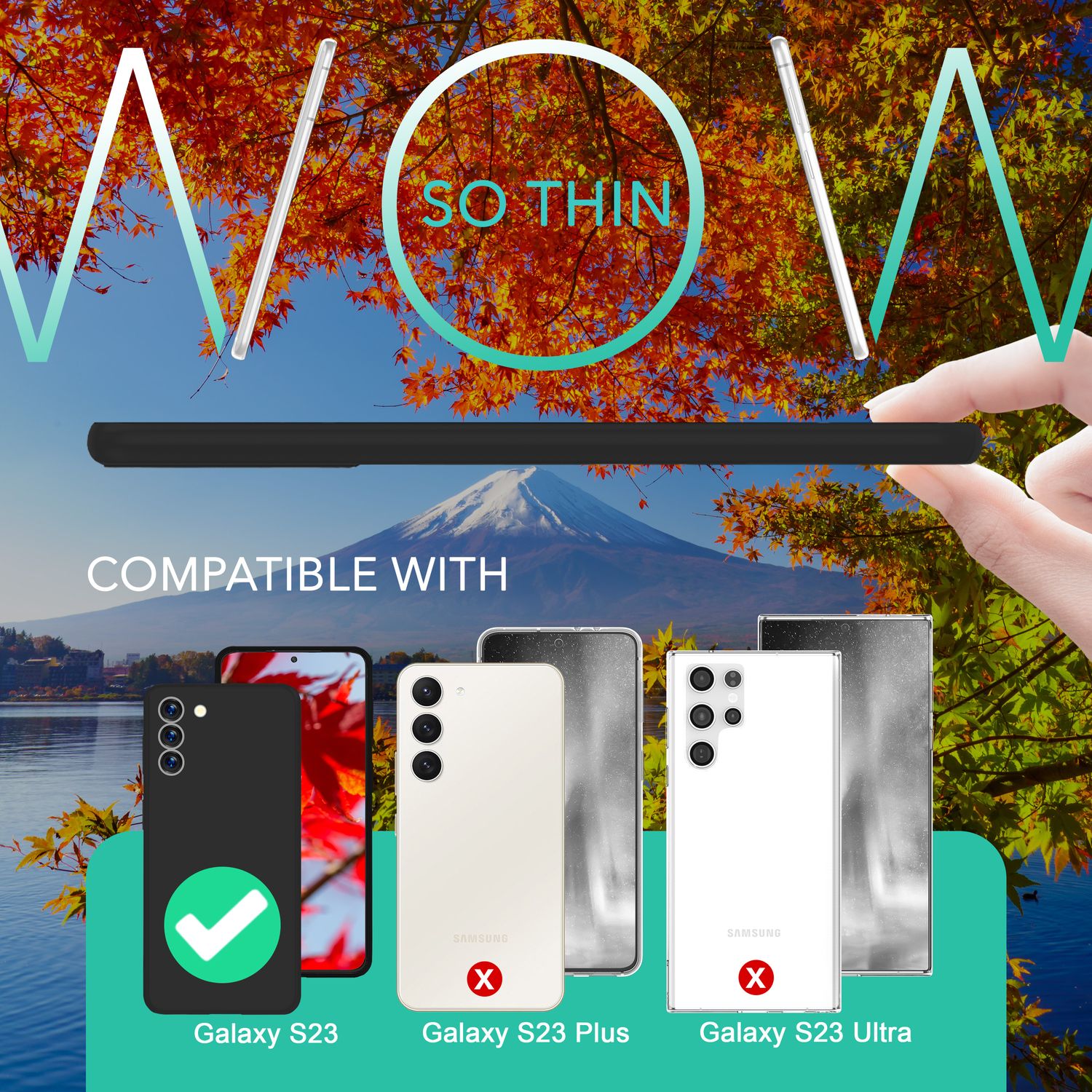 Matte Handy Hülle 0,3mm Dünn für Samsung Galaxy S23, 2x Displayschutz Schwarz NALIA SlimFit Hülle