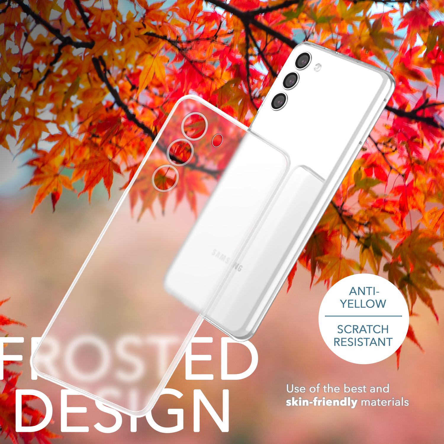 Matte Handy Hülle 0,3mm Dünn für Samsung Galaxy S23, 2x Displayschutz Weiß Transparent NALIA SlimFit Hülle