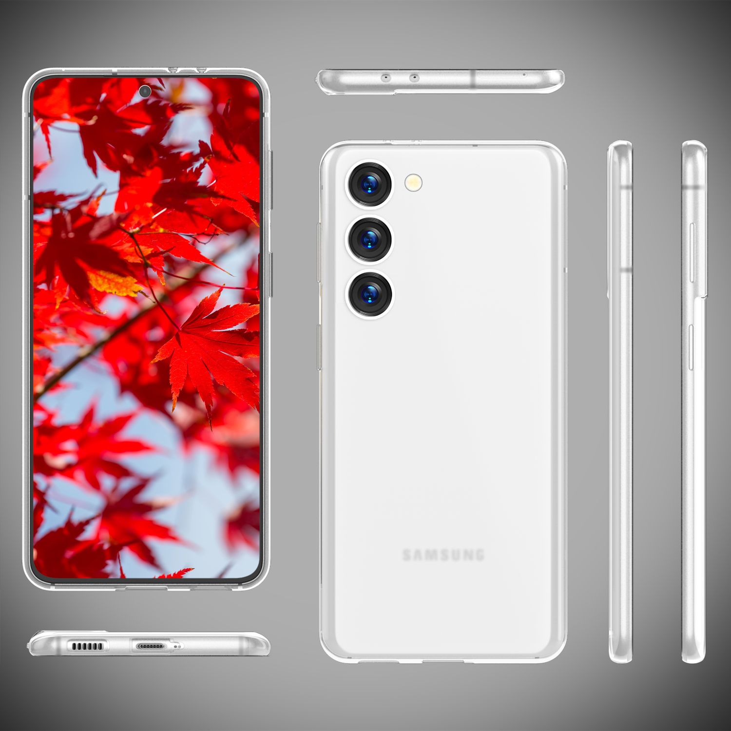 Matte Handy Hülle 0,3mm Dünn für Samsung Galaxy S23, 2x Displayschutz Weiß Transparent NALIA SlimFit Hülle