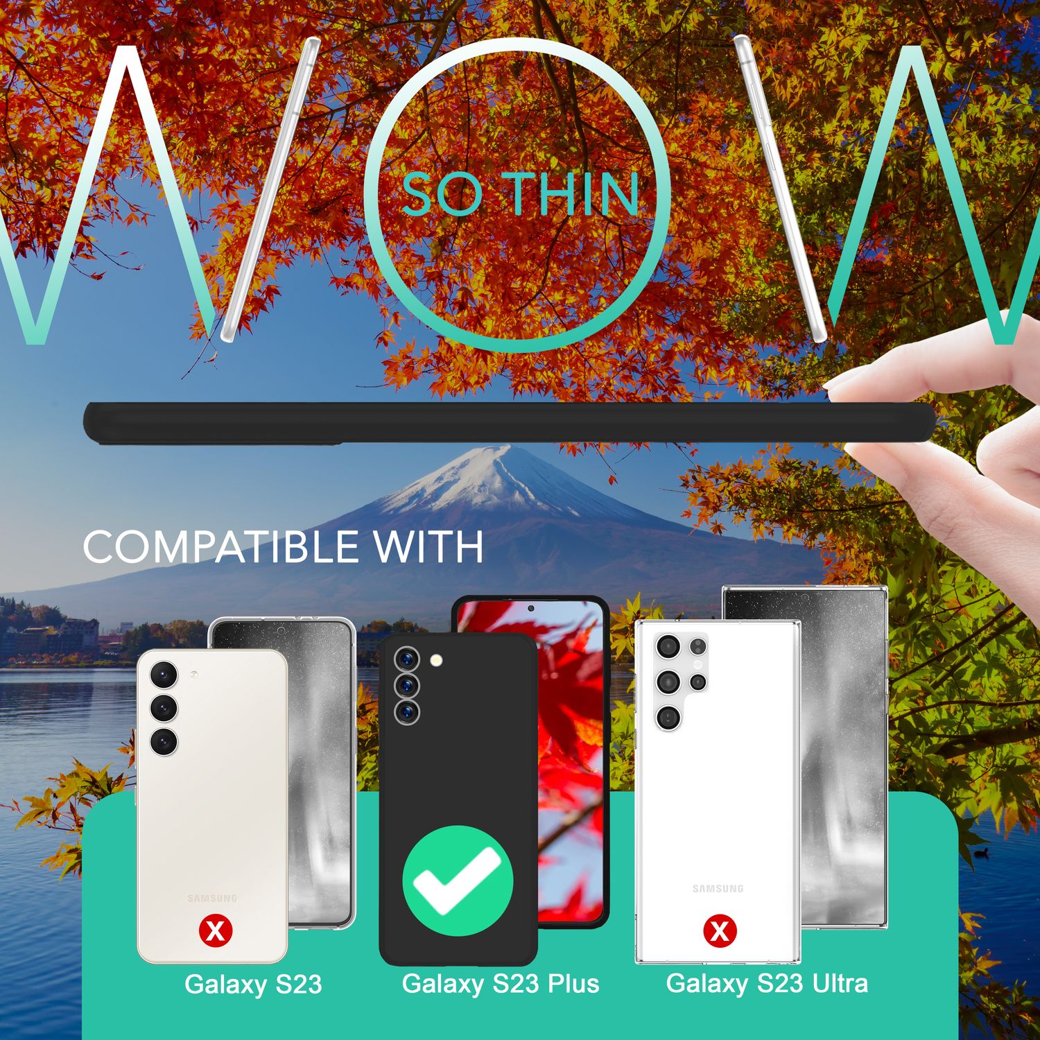 Handy Hülle Matt 0,3mm Dünn für Samsung Galaxy S23 Plus, 2x Displayglas