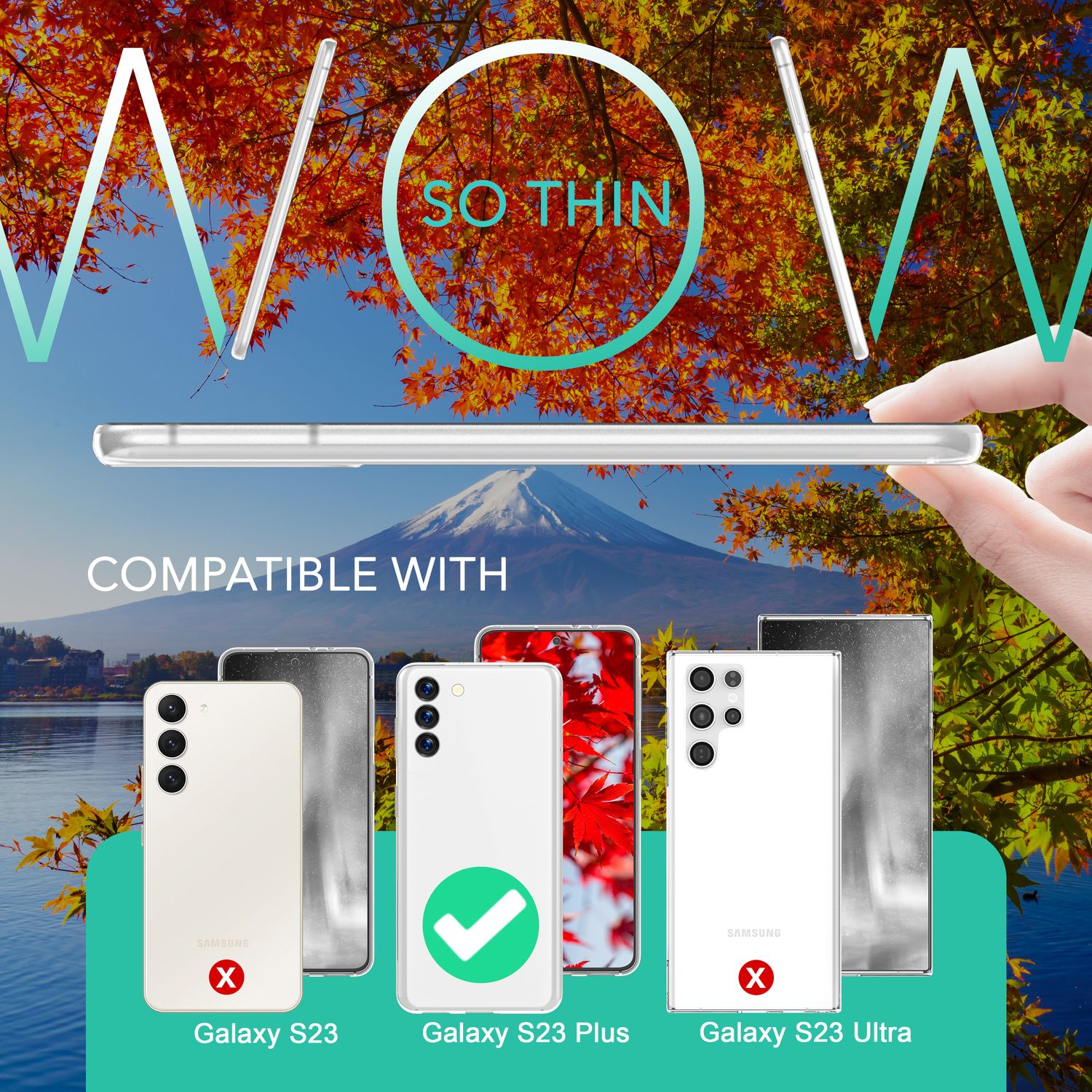 Handy Hülle Matt 0,3mm Dünn für Samsung Galaxy S23 Plus, 2x Displayglas