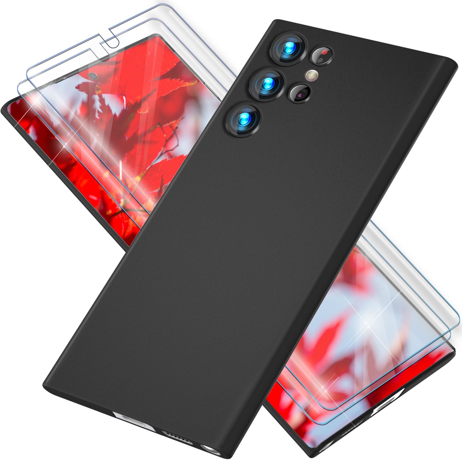 Handy Hülle 0,3mm Dünn für Samsung Galaxy S23 Ultra, 2x Displayschutz