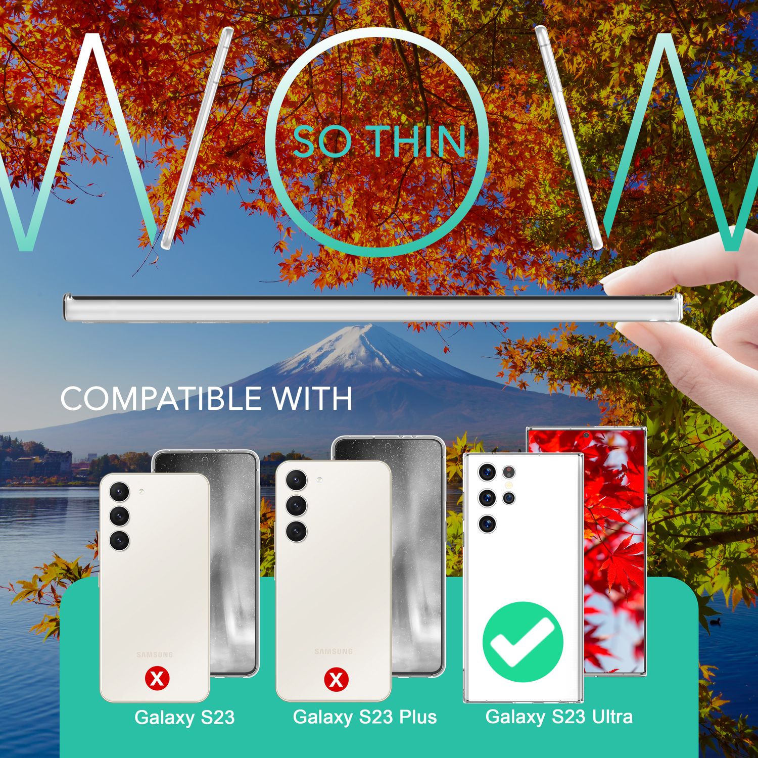 Handy Hülle 0,3mm Dünn für Samsung Galaxy S23 Ultra, 2x Displayschutz