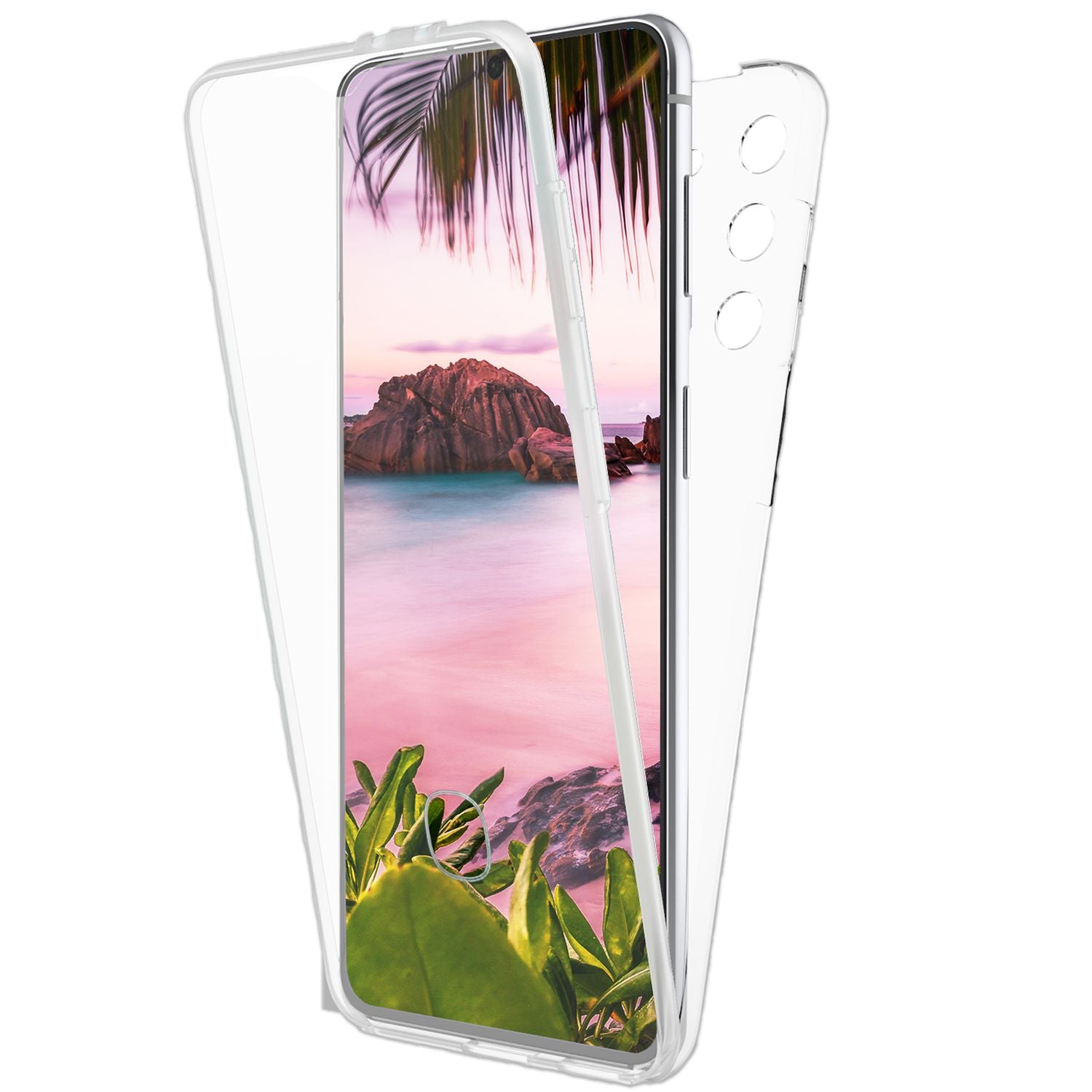 Klare 360 Grad Hülle für Samsung Galaxy S23, Full-Cover Hardcase, Transparent