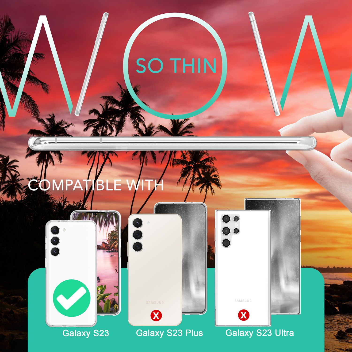 Klare 360 Grad Hülle für Samsung Galaxy S23, Full-Cover Hardcase, Transparent