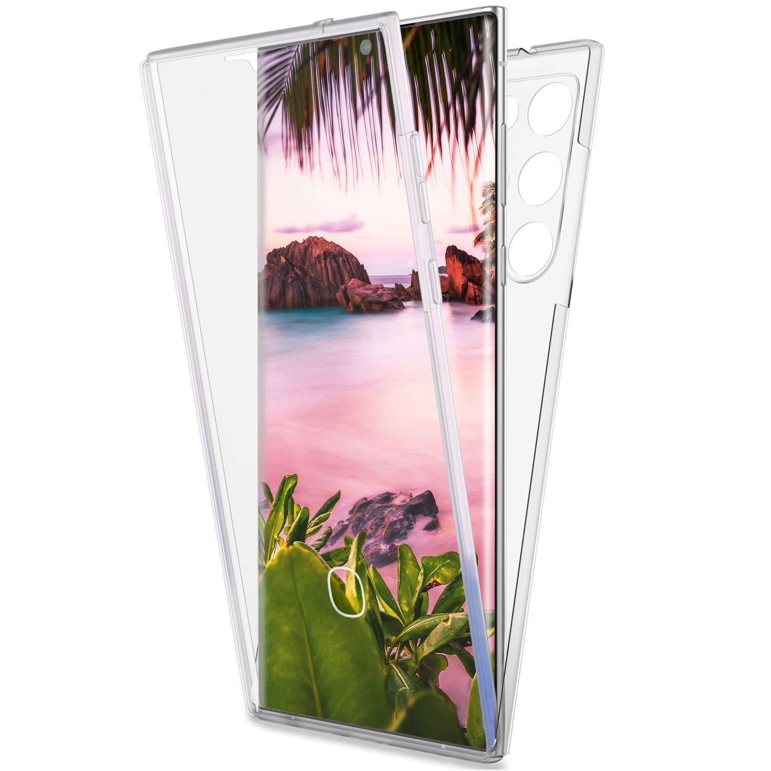 Klare 360 Grad Hülle für Samsung Galaxy S23 Ultra, Full-Cover Case, Transparent