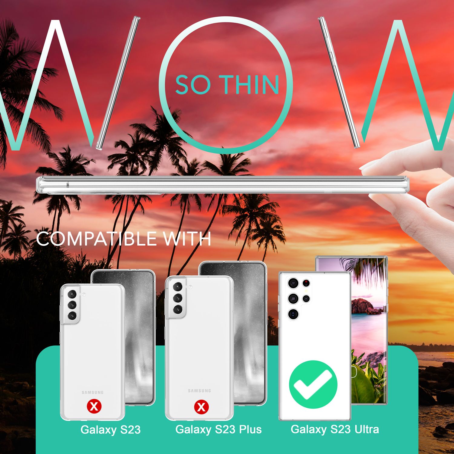 Klare 360 Grad Hülle für Samsung Galaxy S23 Ultra, Full-Cover Case, Transparent