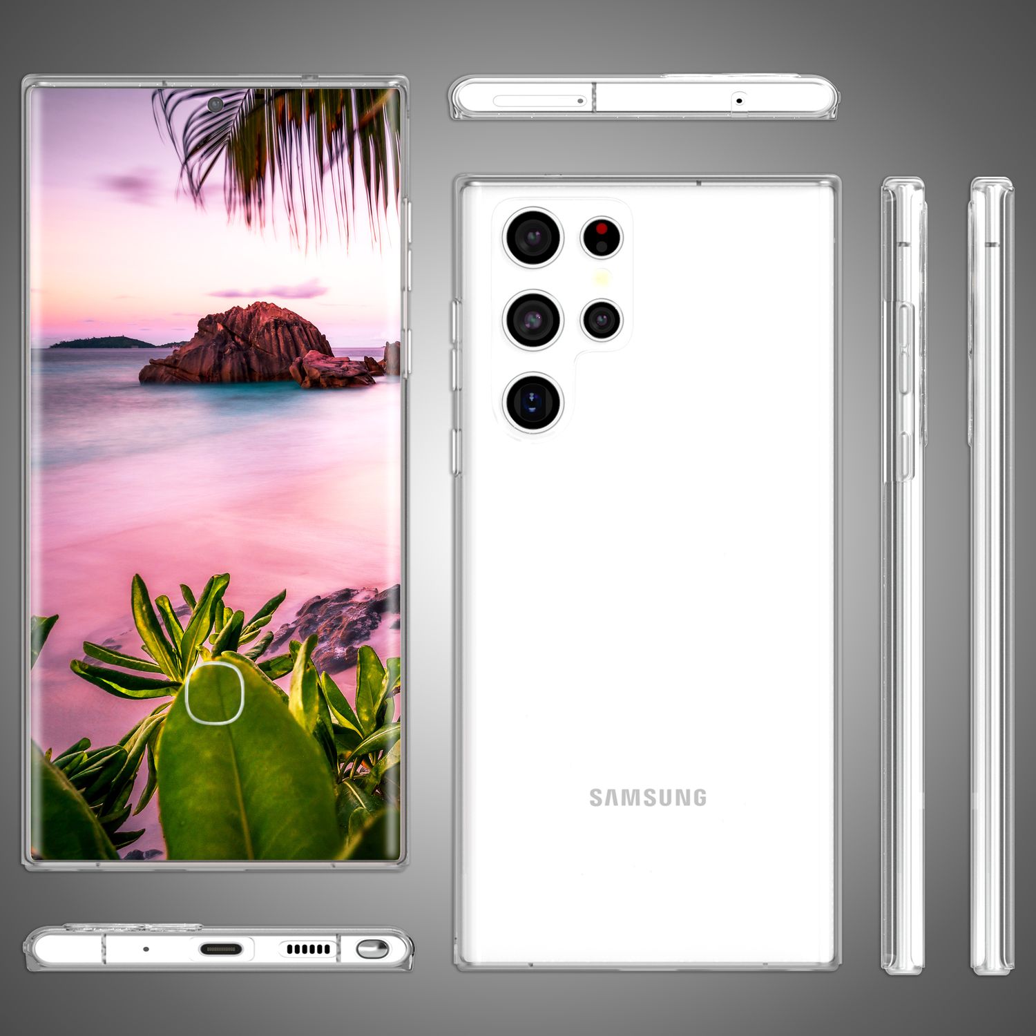 Klare 360 Grad Hülle für Samsung Galaxy S23 Ultra, Full-Cover Case, Transparent