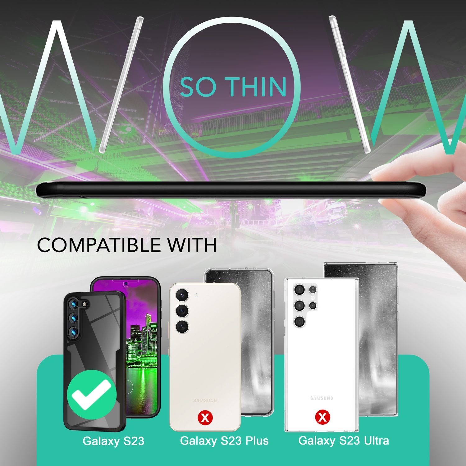 Klare 360 Grad Hybrid Hülle für Samsung Galaxy S23, Full-Cover Schutz, Schwarz