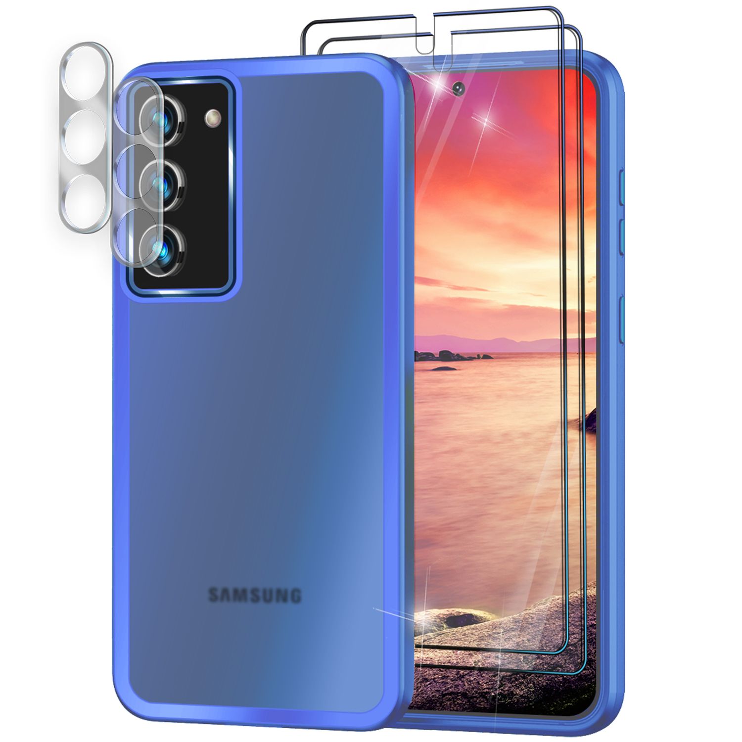 Hybrid Hülle Matt für Samsung Galaxy S23, 2x Display-/ Kameraschutz