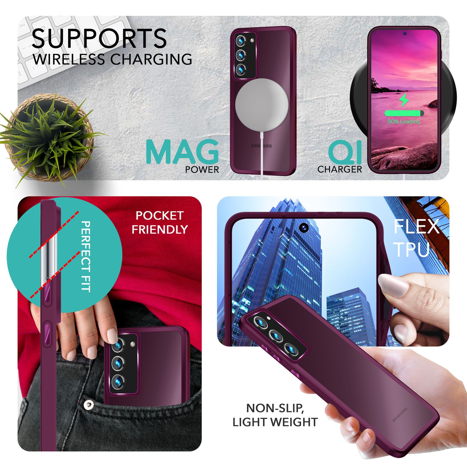 Hybrid Hülle für Samsung Galaxy S23 Plus, 2x Display- & Kameraschutz