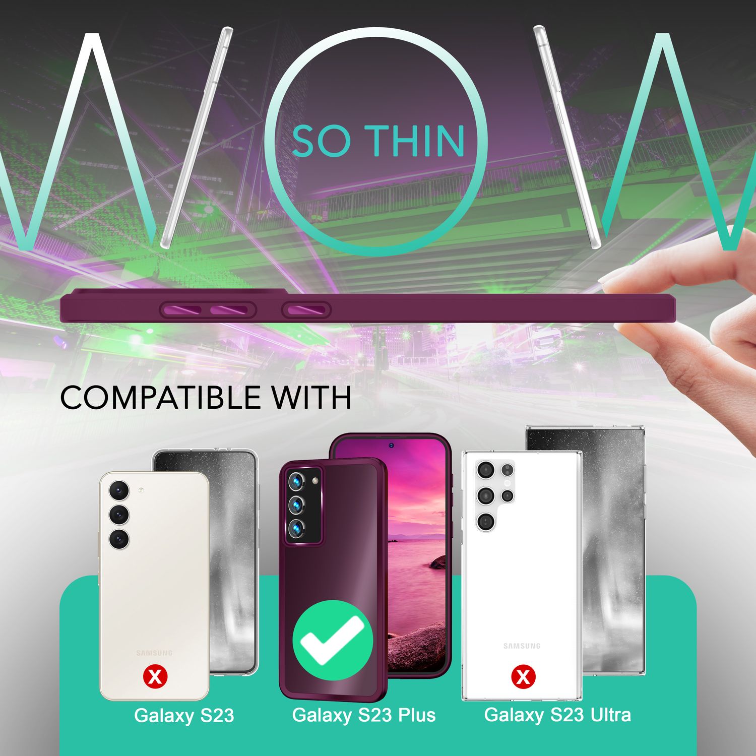 Hybrid Hülle für Samsung Galaxy S23 Plus, 2x Display- & Kameraschutz