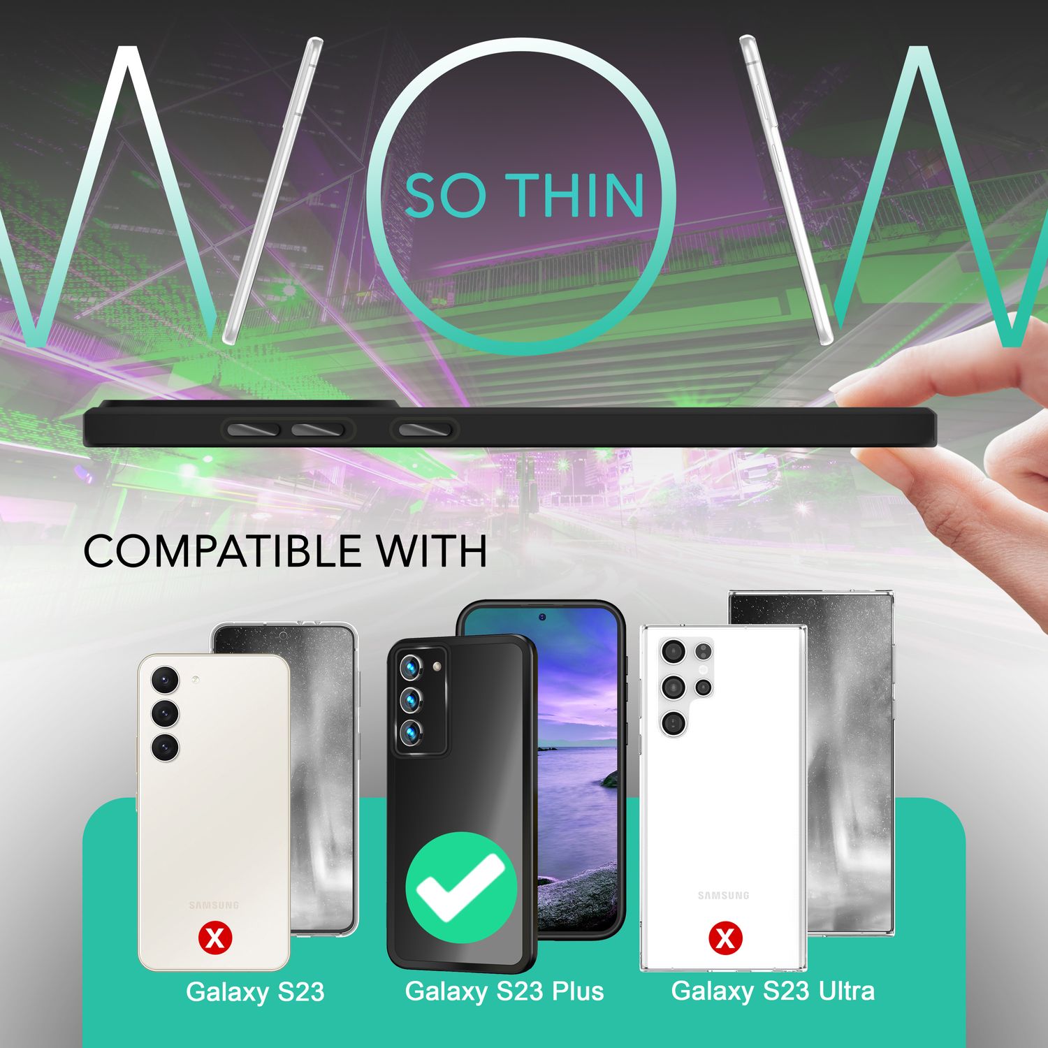 Hybrid Hülle für Samsung Galaxy S23 Plus, 2x Display- & Kameraschutz