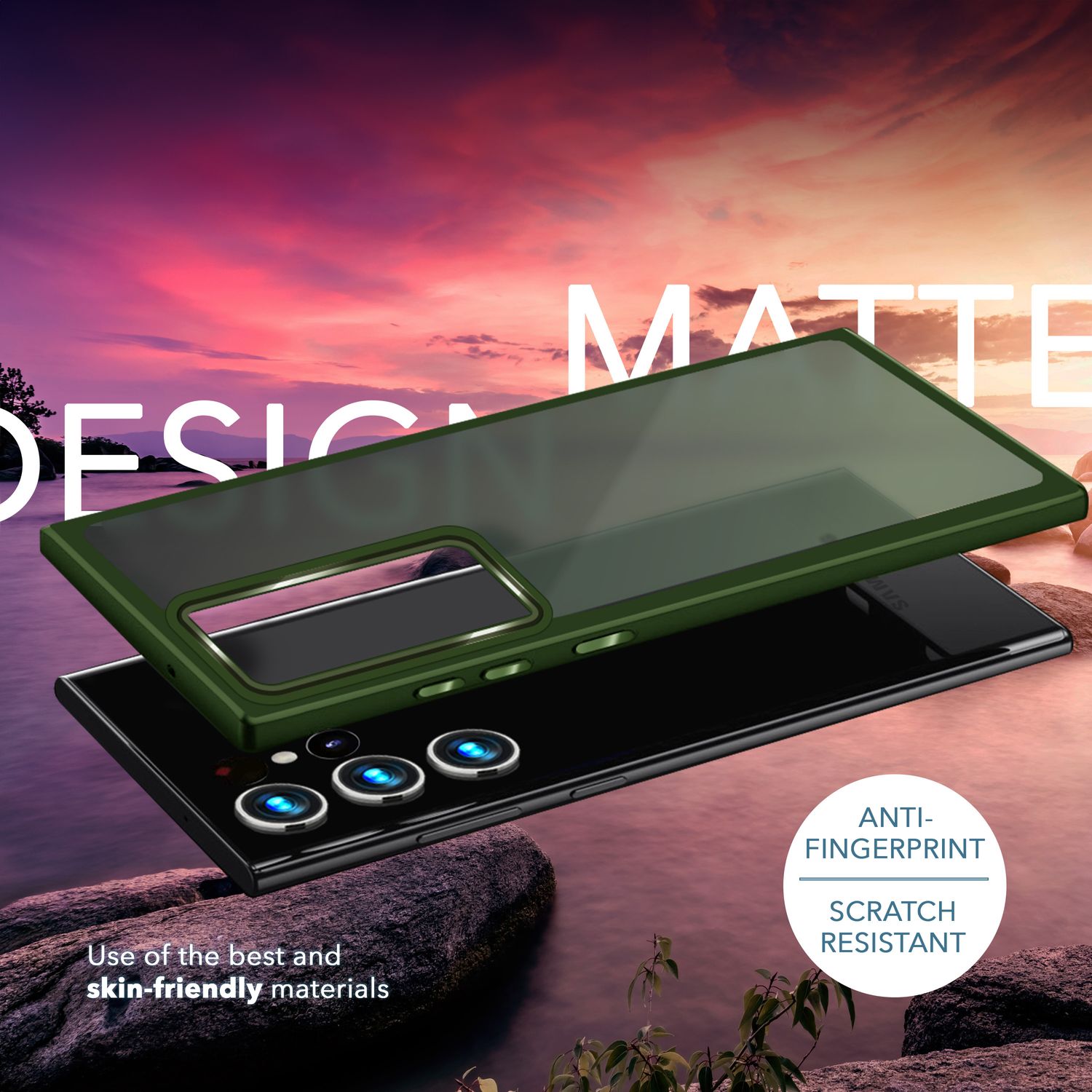 Hybrid Hülle für Samsung Galaxy S23 Ultra, 2x Display- & Kameraschutz