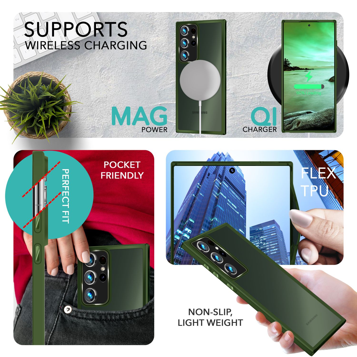 Hybrid Hülle für Samsung Galaxy S23 Ultra, 2x Display- & Kameraschutz