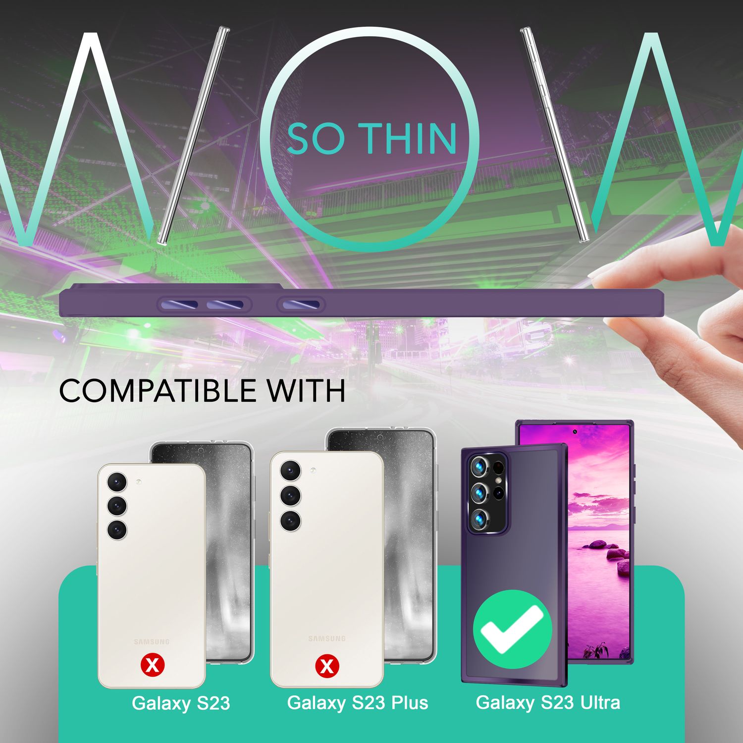 Hybrid Hülle für Samsung Galaxy S23 Ultra, 2x Display- & Kameraschutz