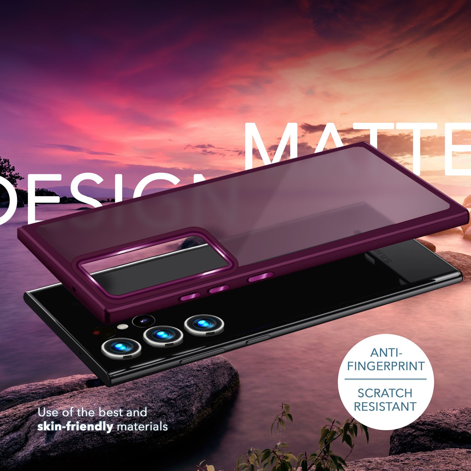 Hybrid Hülle für Samsung Galaxy S23 Ultra, 2x Display- & Kameraschutz