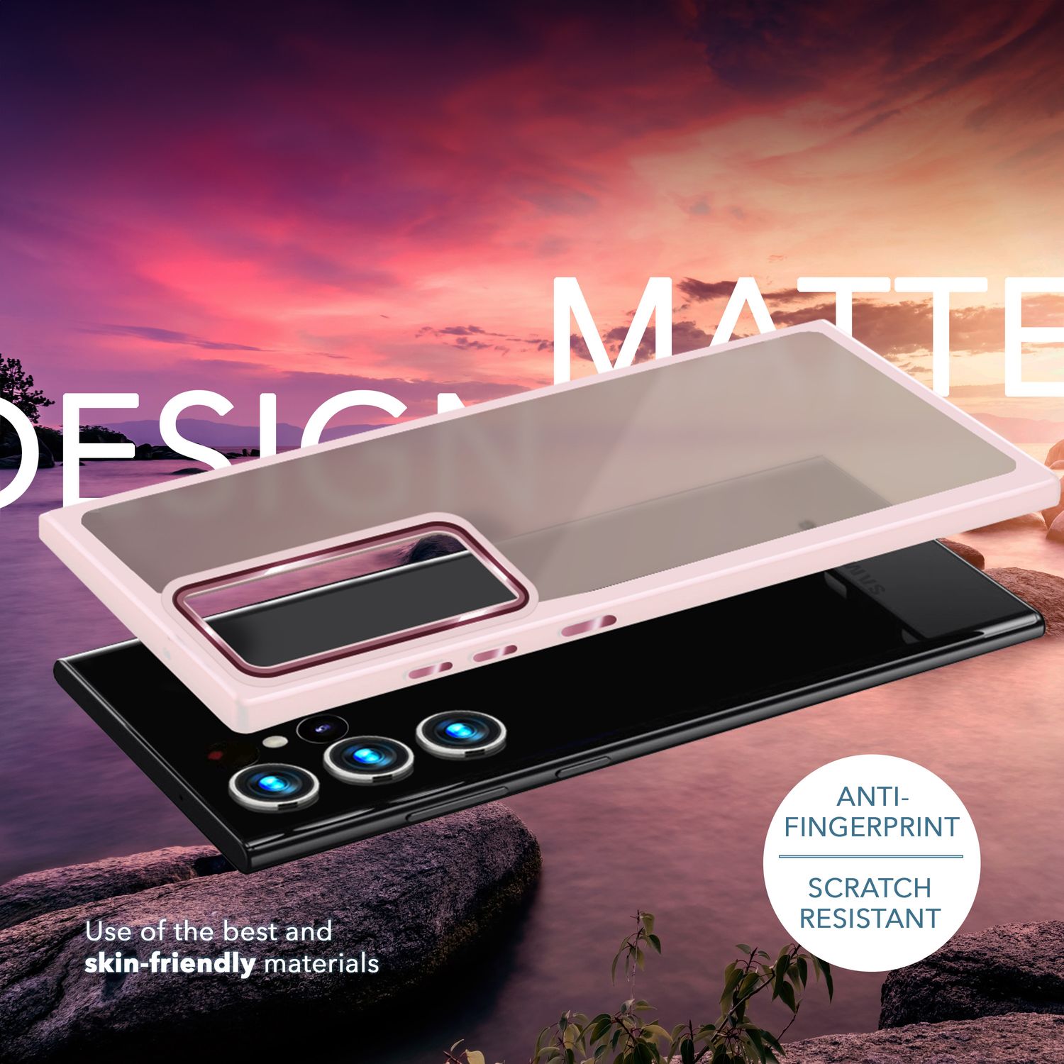 Hybrid Hülle für Samsung Galaxy S23 Ultra, 2x Display- & Kameraschutz