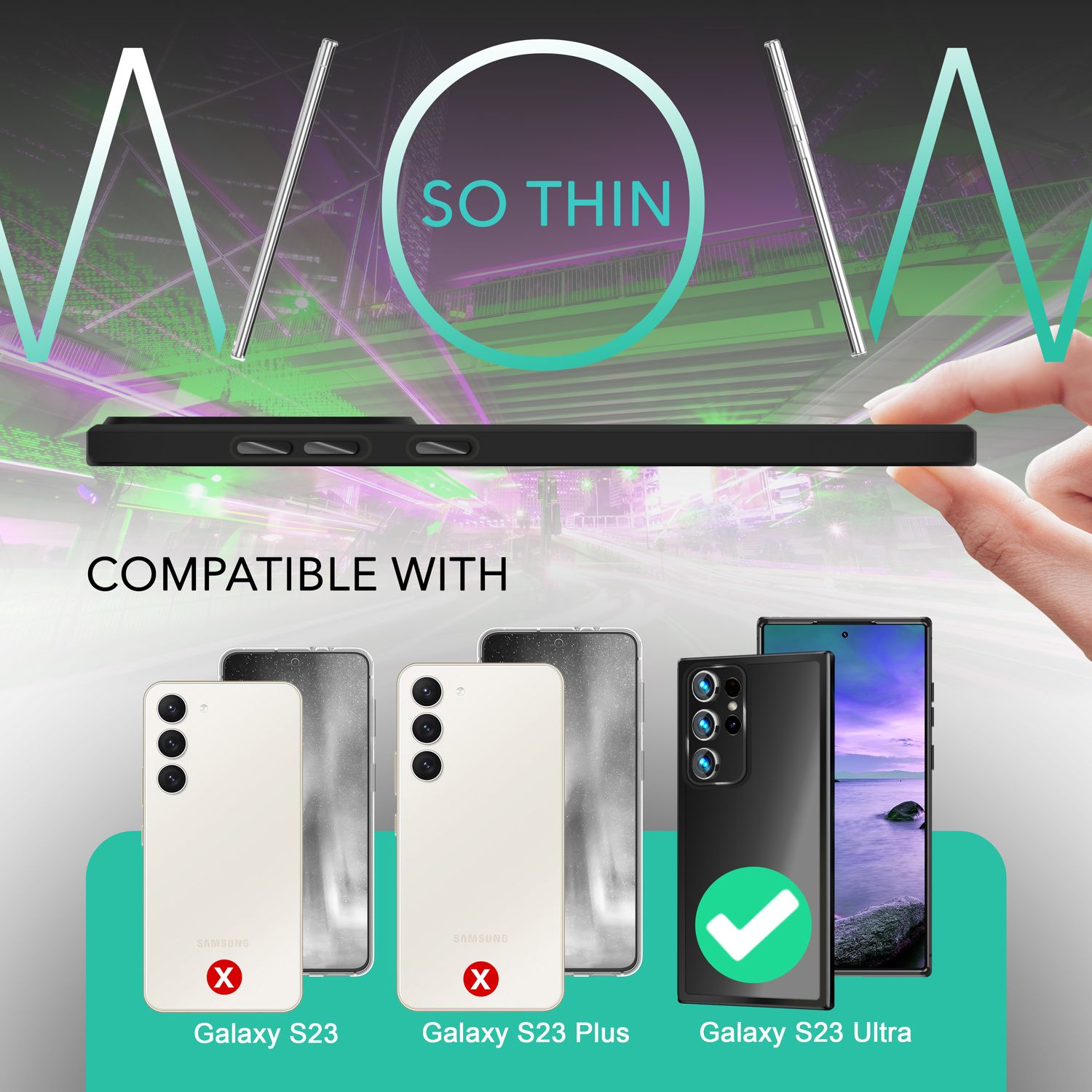 Hybrid Hülle für Samsung Galaxy S23 Ultra, 2x Display- & Kameraschutz