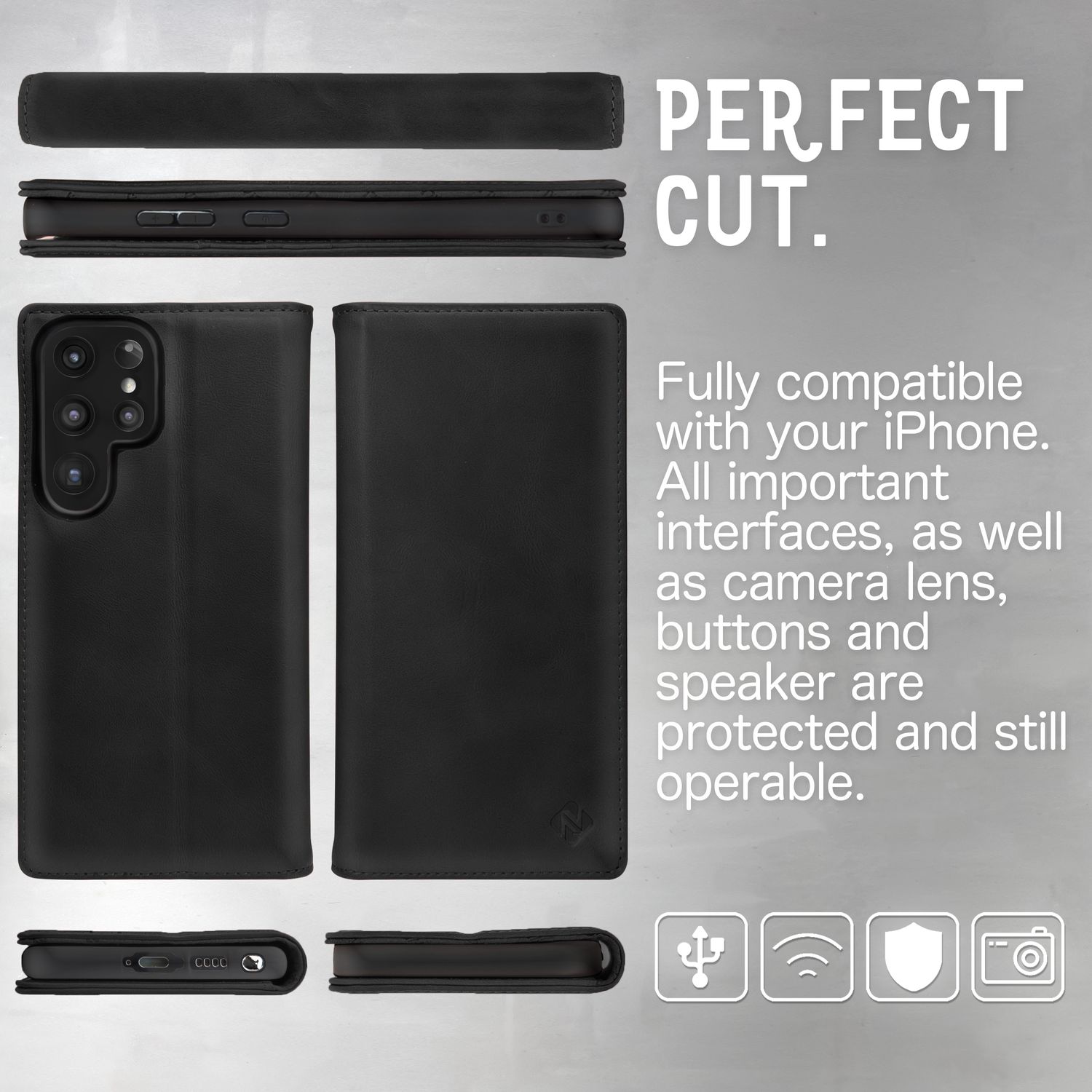 Flip-Case für Samsung Galaxy S23 Ultra Echt Leder Handy Hülle 360 Etui RFID Safe