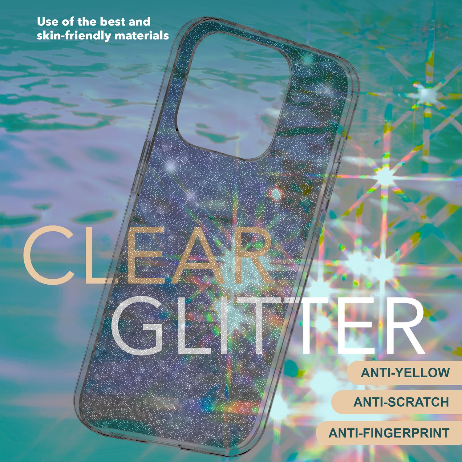 Glitzer Hülle für iPhone 15 Bling Case Klar Silikon Handyhülle Schutz Tasche TPU