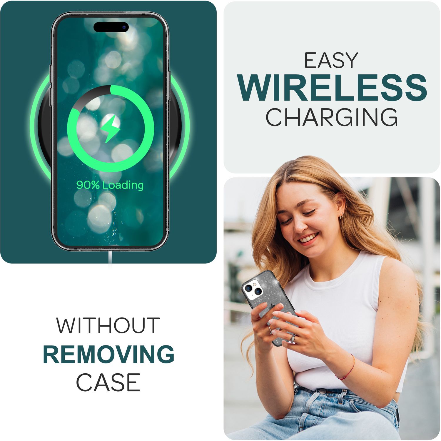 Glitzer Hülle für iPhone 15 Bling Case Klar Silikon Handyhülle Schutz Tasche TPU