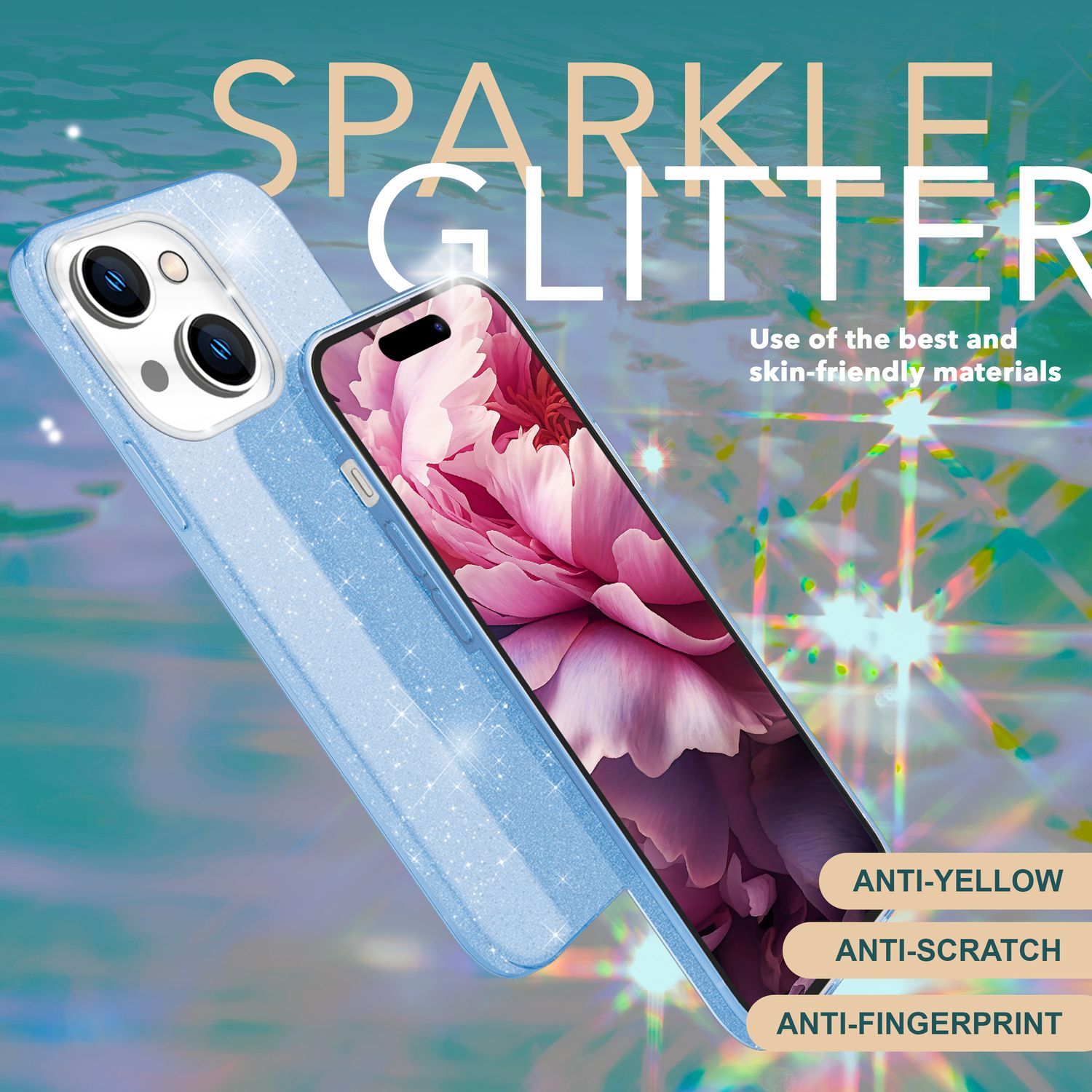 Glitzer Hülle für iPhone 15 Hybrid Bling Case Silikon Handyhülle Schutz Tasche