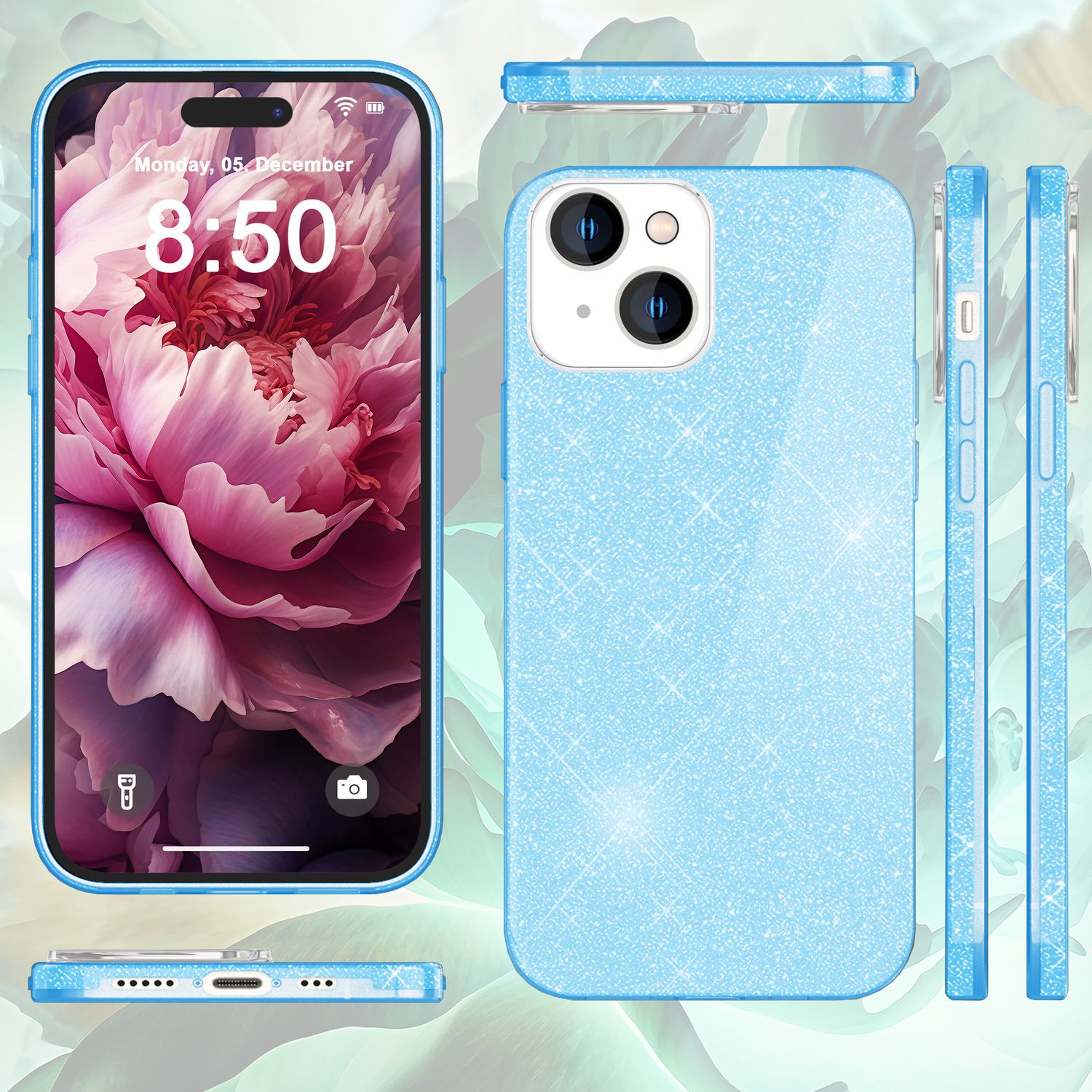 Glitzer Hülle für iPhone 15 Hybrid Bling Case Silikon Handyhülle Schutz Tasche