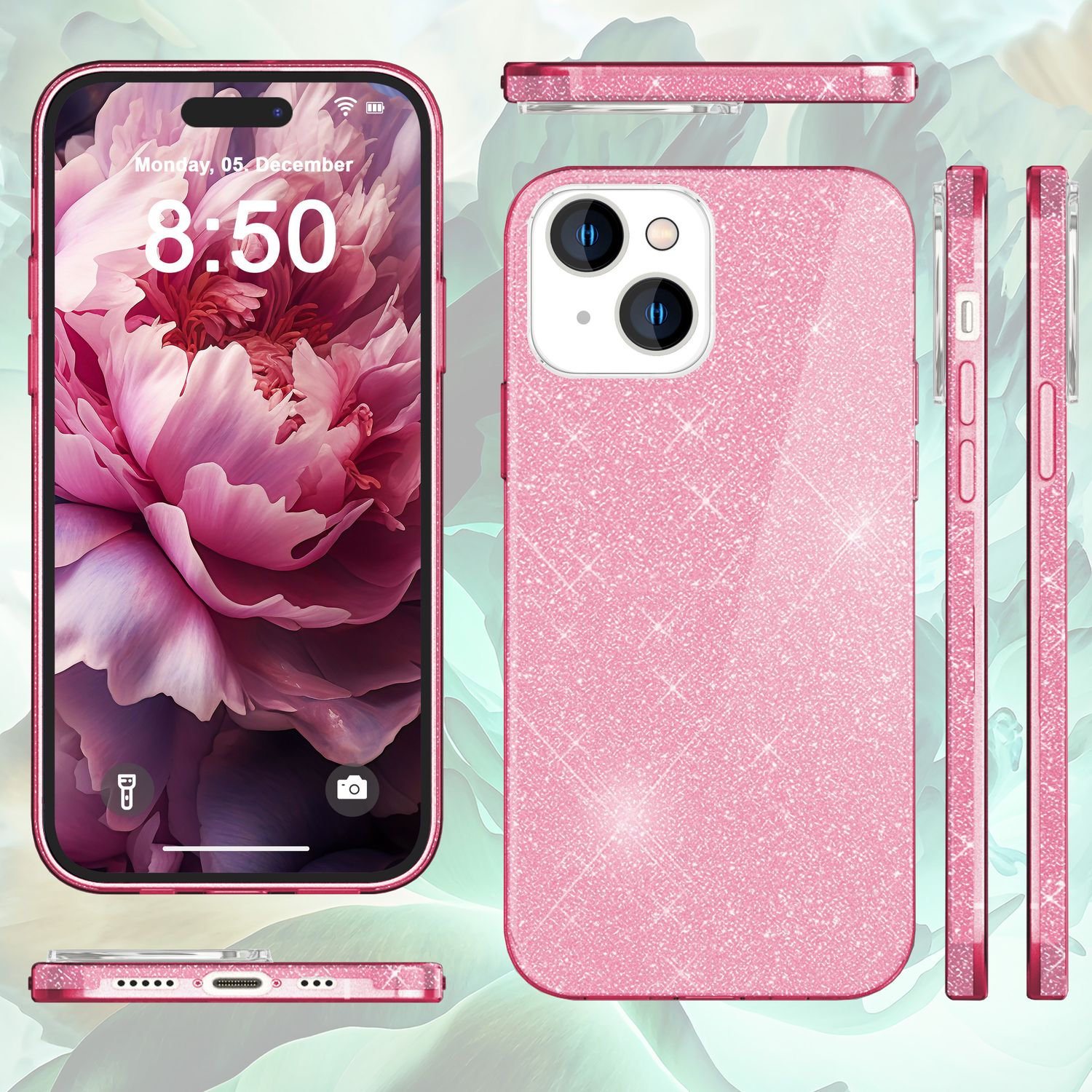 Glitzer Hülle für iPhone 15 Plus Hybrid Bling Case Silikon Handyhülle Tasche TPU