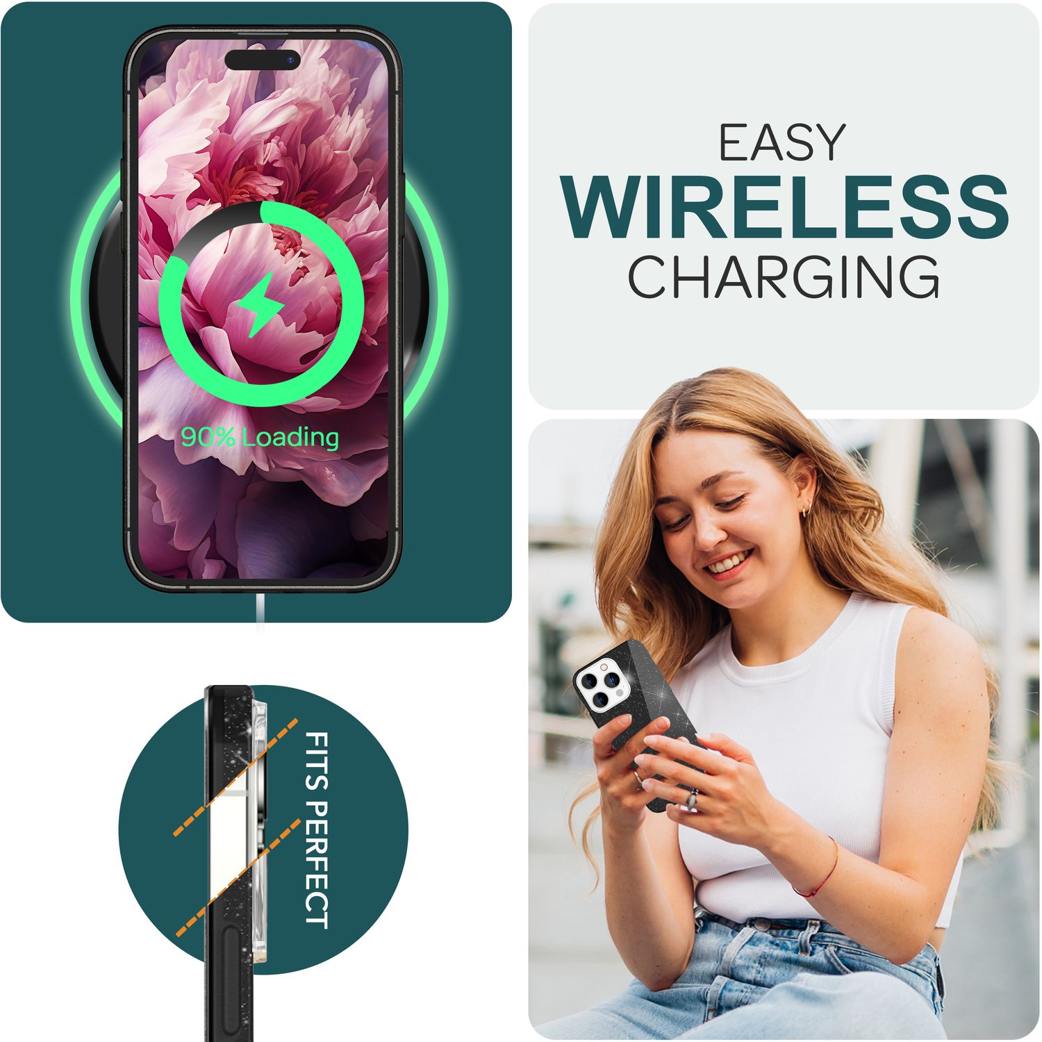 Glitzer Hülle für iPhone 15 Pro Hybrid Bling Case Silikon Handyhülle Schutz Etui