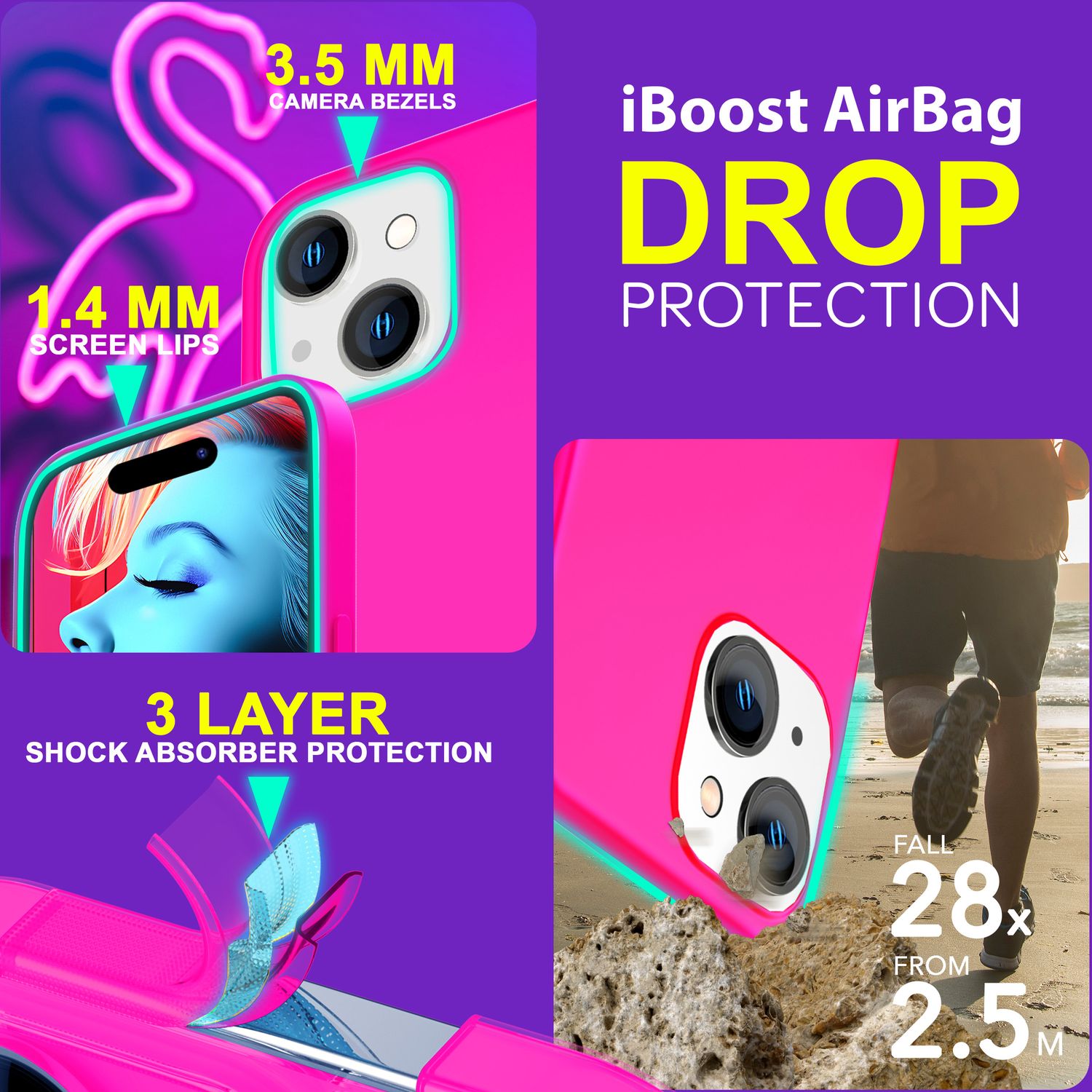 Hülle Neon für iPhone 15 Plus Silikon Schutzhülle Bunt Slim Case Handyhülle Soft