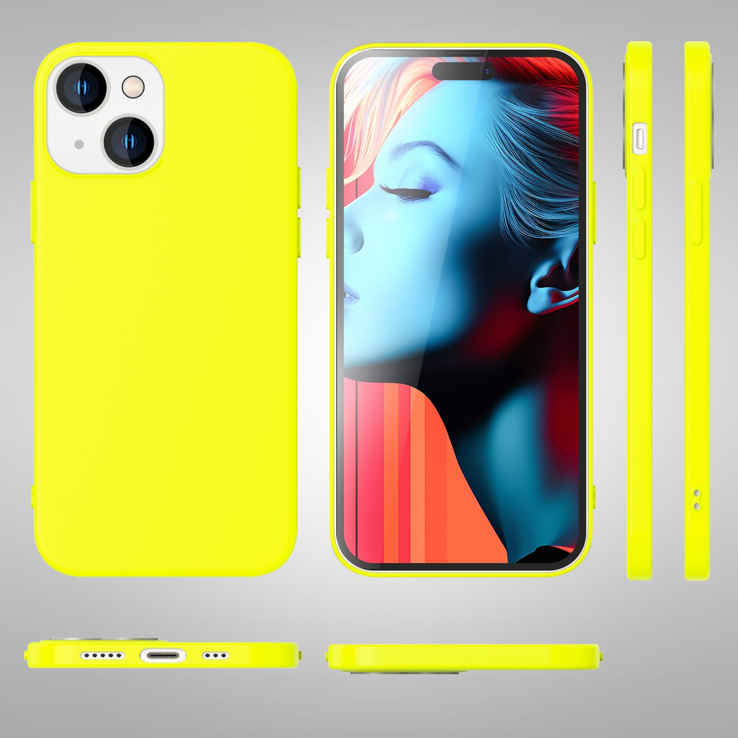 Hülle Neon für iPhone 15 Plus Silikon Schutzhülle Bunt Slim Case Handyhülle Soft
