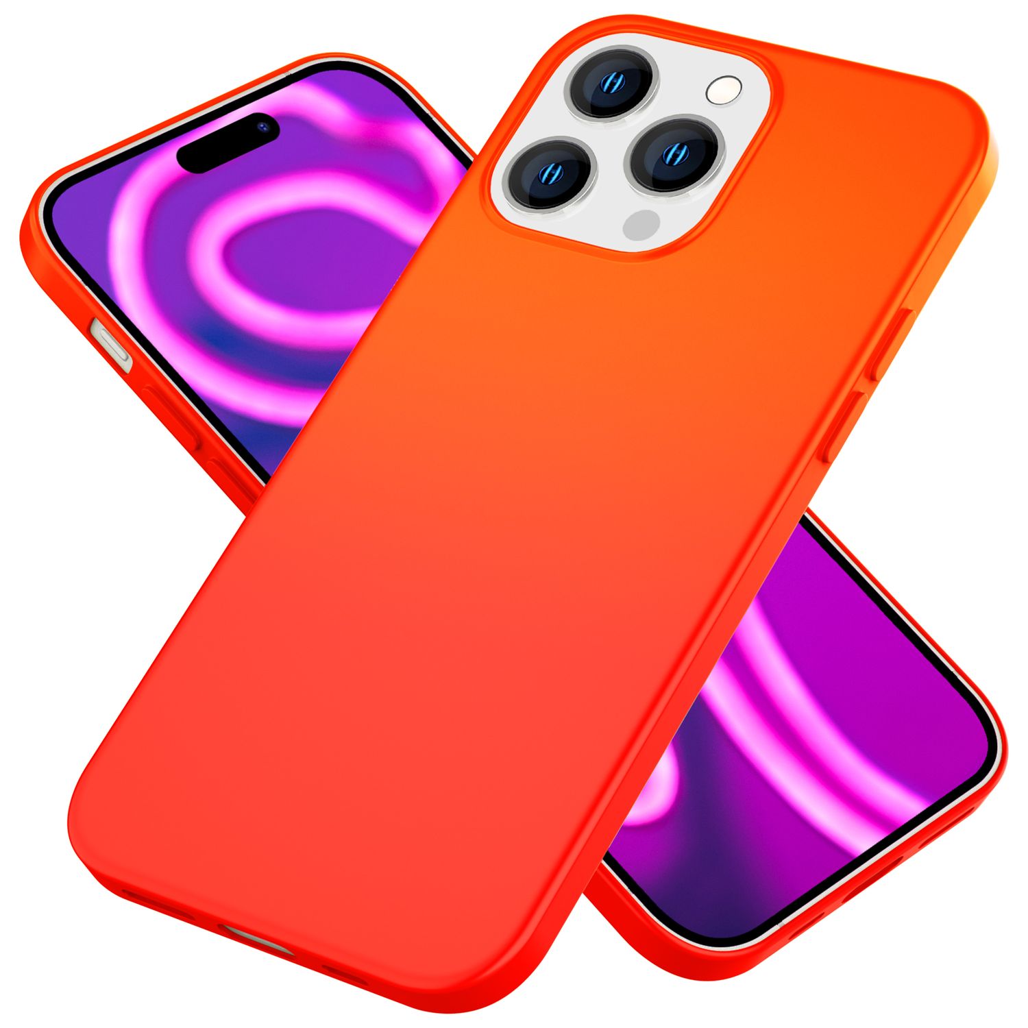 Hülle Neon für iPhone 15 Pro Silikon Schutzhülle Bunt Slim Case Handyhülle Cover