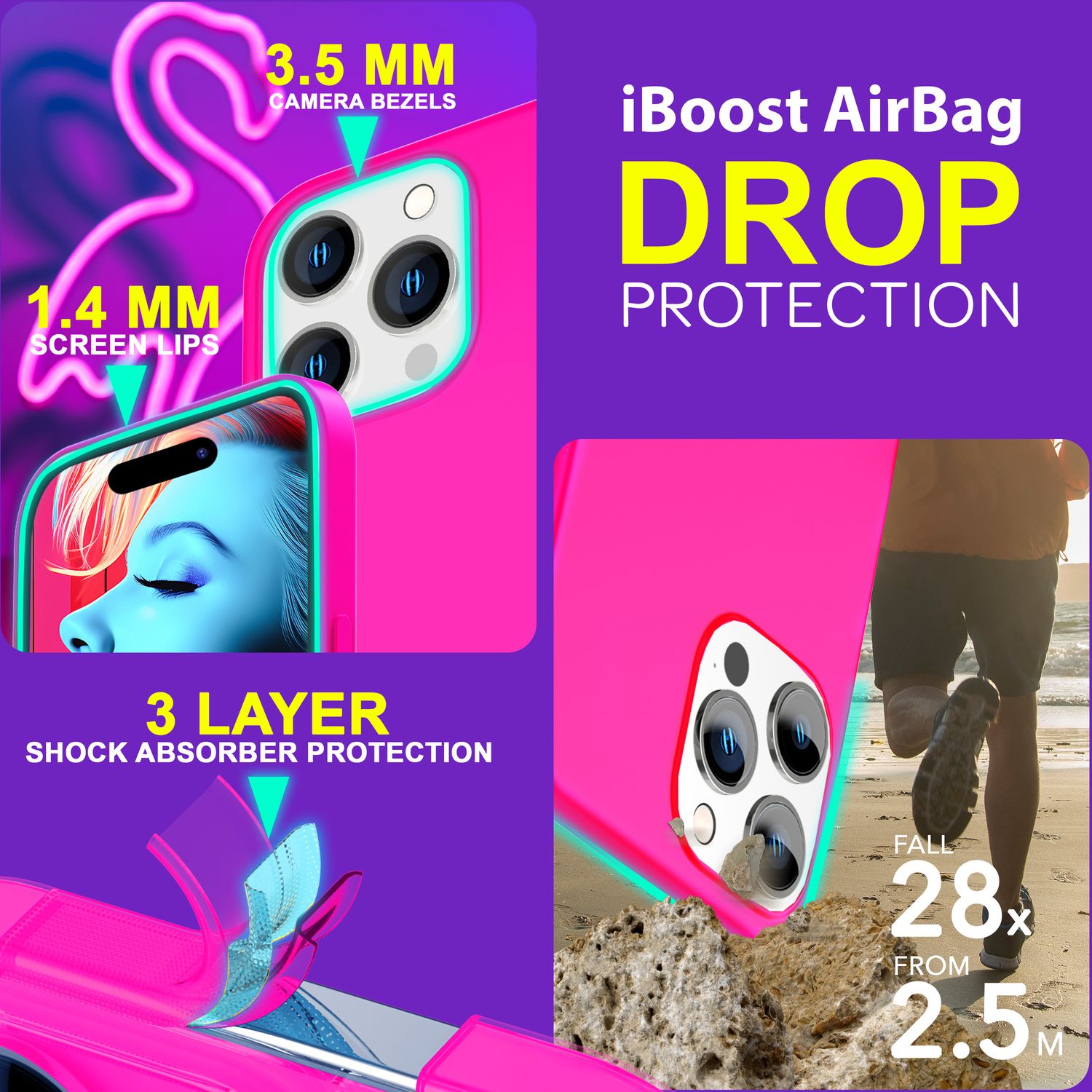 Hülle Neon für iPhone 15 Pro Silikon Schutzhülle Bunt Slim Case Handyhülle Cover