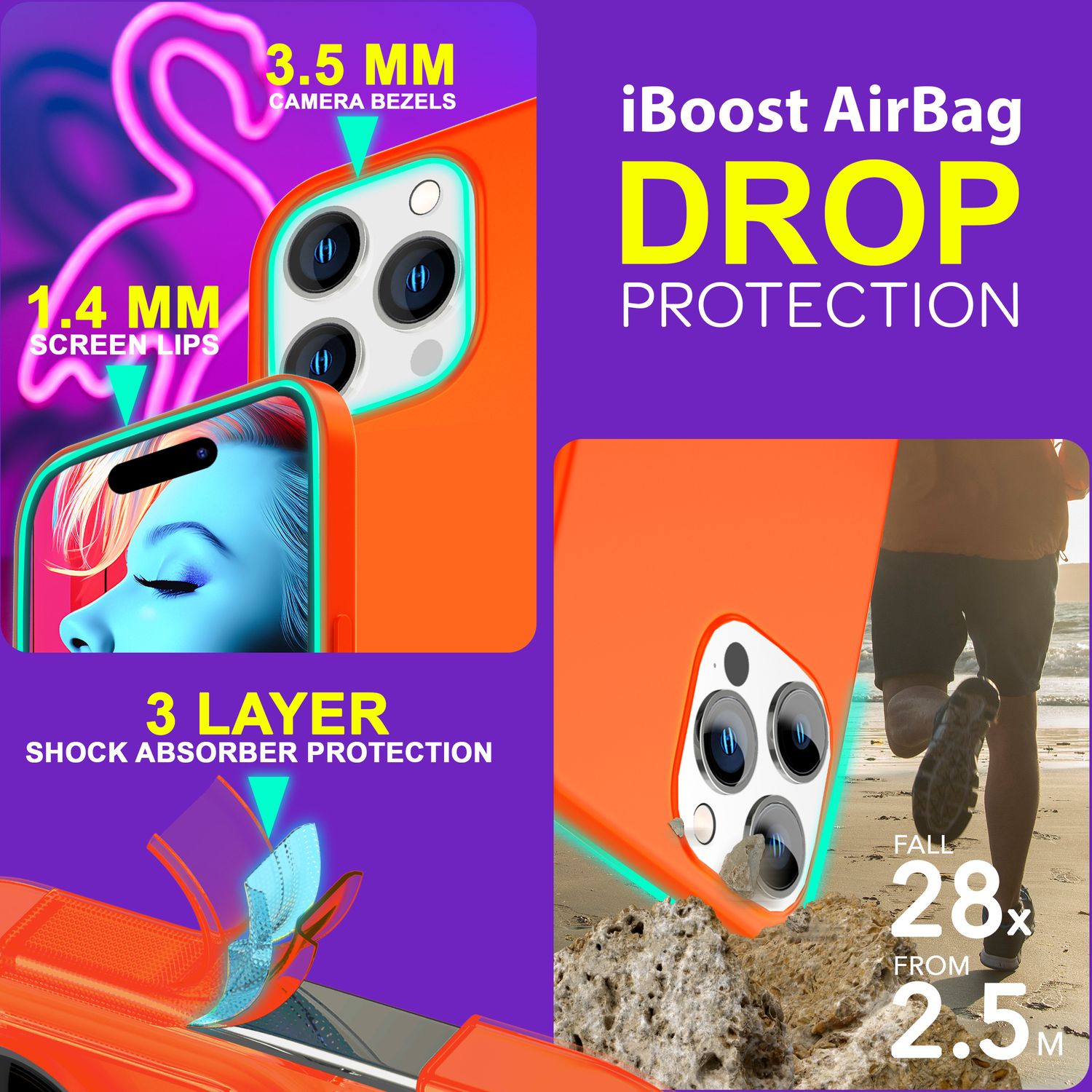 Hülle Neon für iPhone 15 Pro Max Silikon Schutzhülle Bunt Case Handyhülle Cover