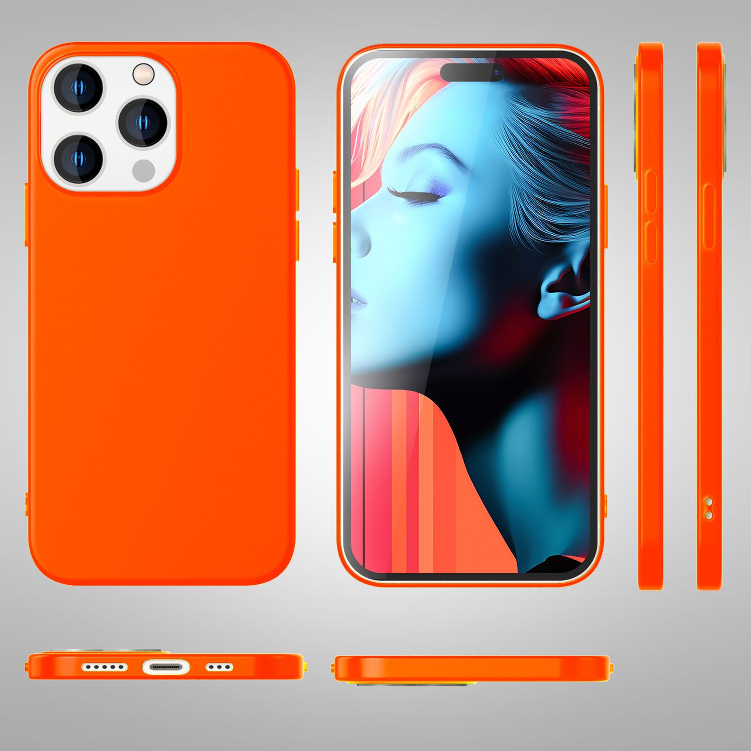 Hülle Neon für iPhone 15 Pro Max Silikon Schutzhülle Bunt Case Handyhülle Cover