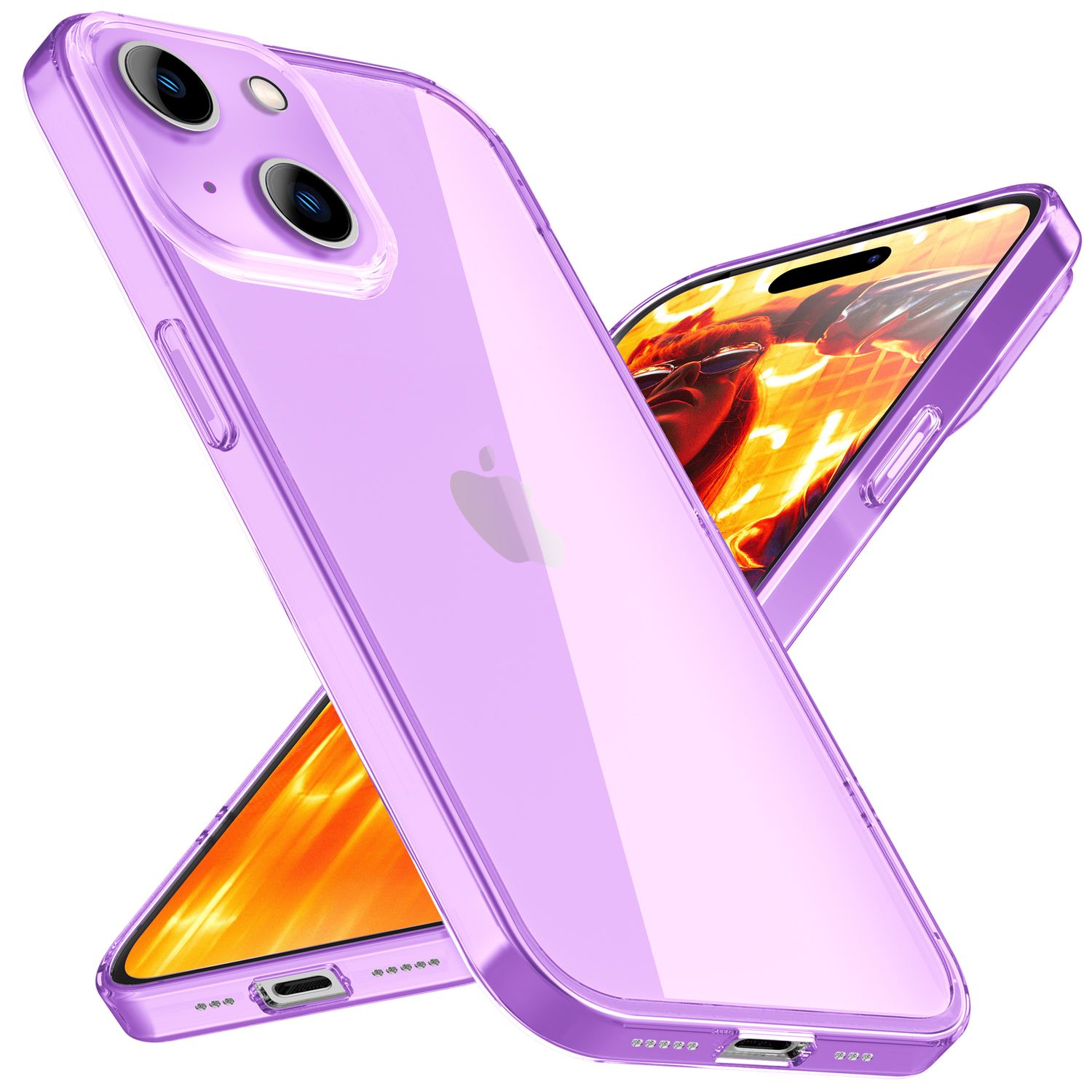 Hülle Neon Klar für iPhone 15 Bunt Leuchtend Silikon Handyhülle Slim Schutz Case