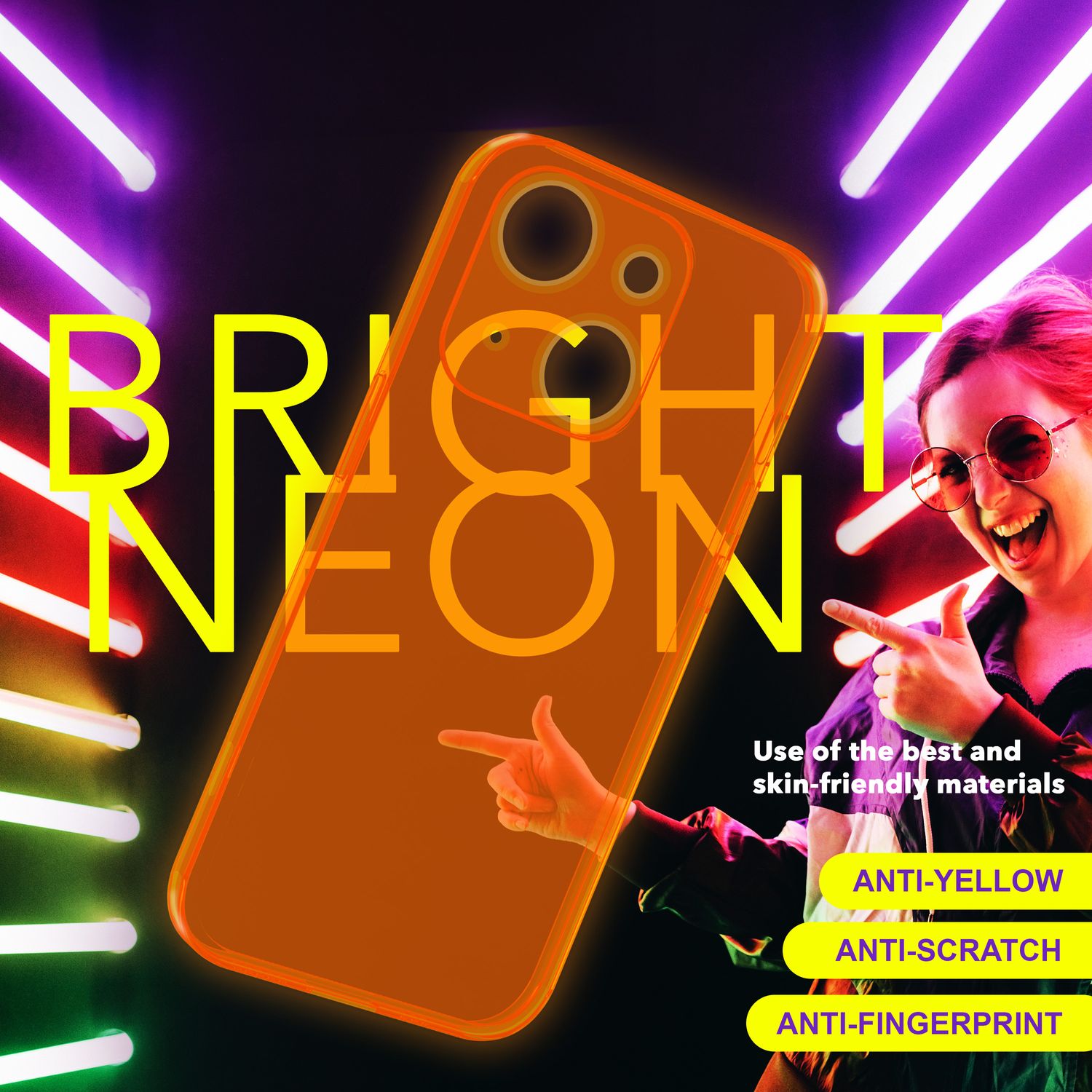 Hülle Neon Klar für iPhone 15 Plus Bunt Leuchtend Silikon Handyhülle Schutz Case