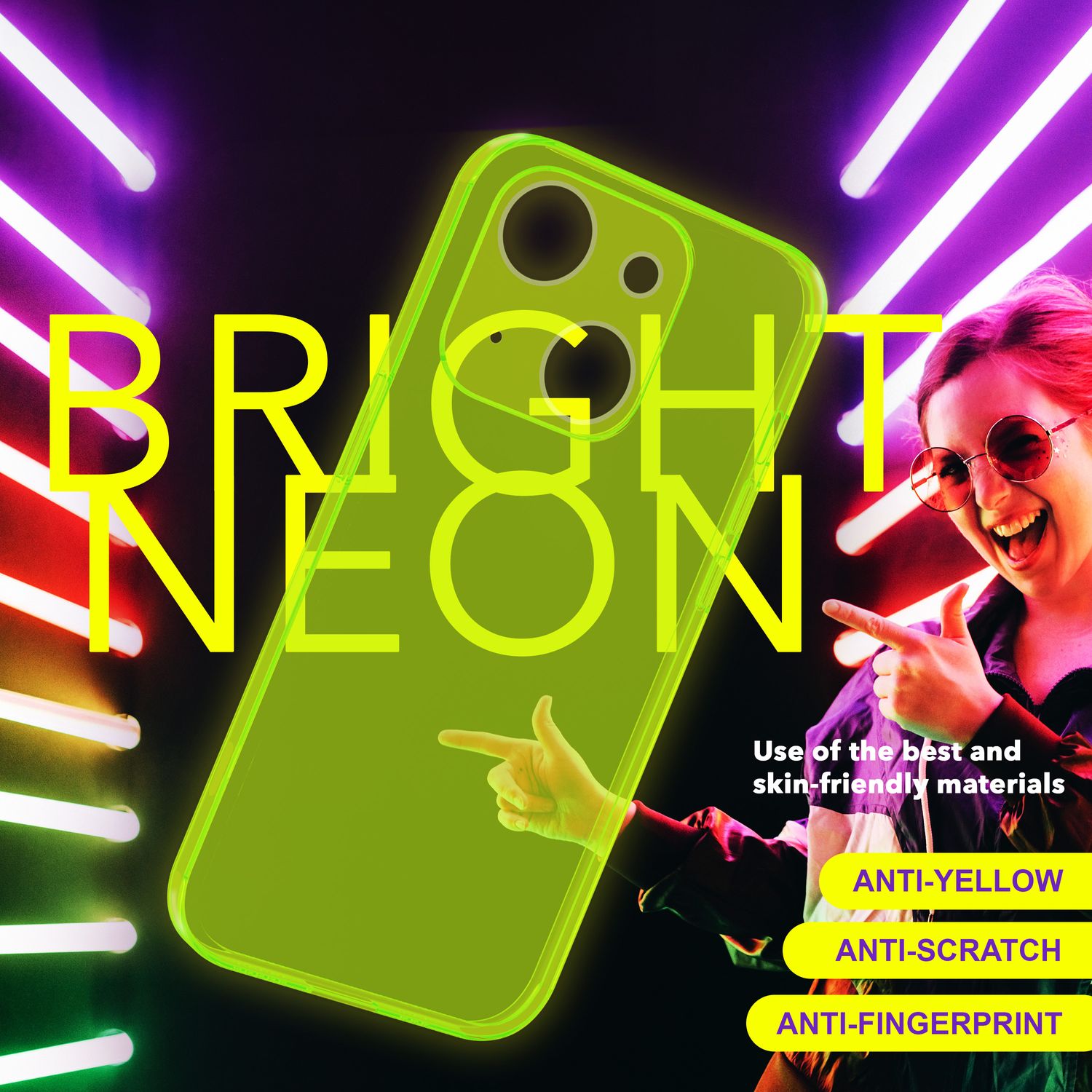 Hülle Neon Klar für iPhone 15 Plus Bunt Leuchtend Silikon Handyhülle Schutz Case