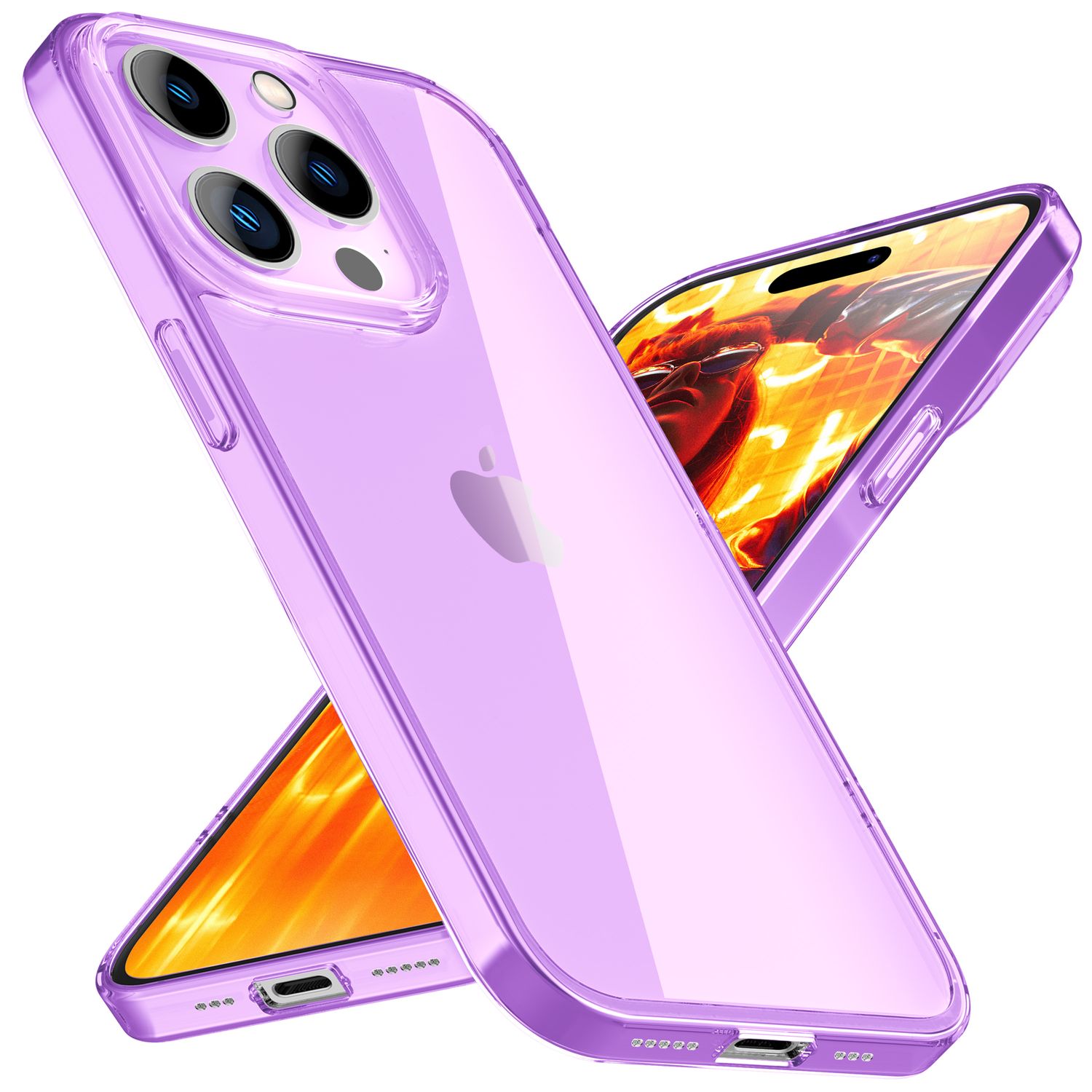 Hülle Neon Klar für iPhone 15 Pro Bunt Leuchtend Silikon Handyhülle Schutz Cover