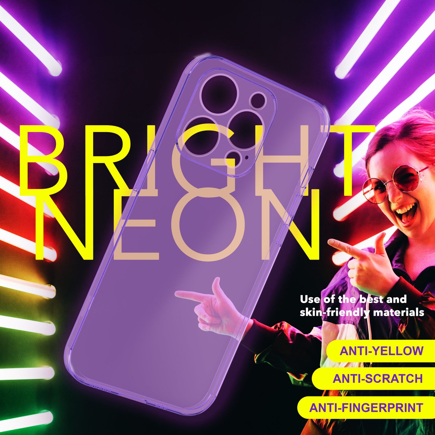 Hülle Neon Klar für iPhone 15 Pro Max Bunt Leuchtend Silikon Handyhülle TPU Case