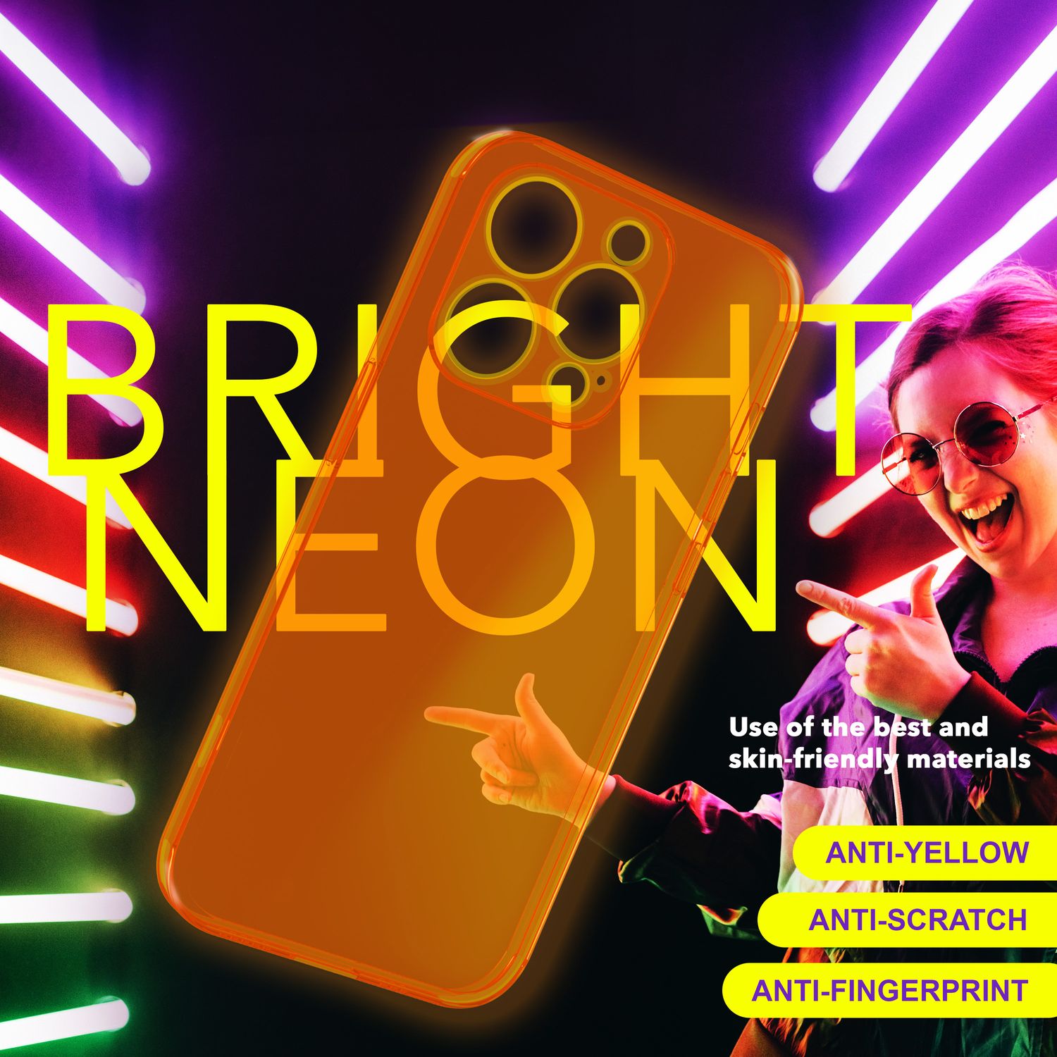 Hülle Neon Klar für iPhone 15 Pro Max Bunt Leuchtend Silikon Handyhülle TPU Case