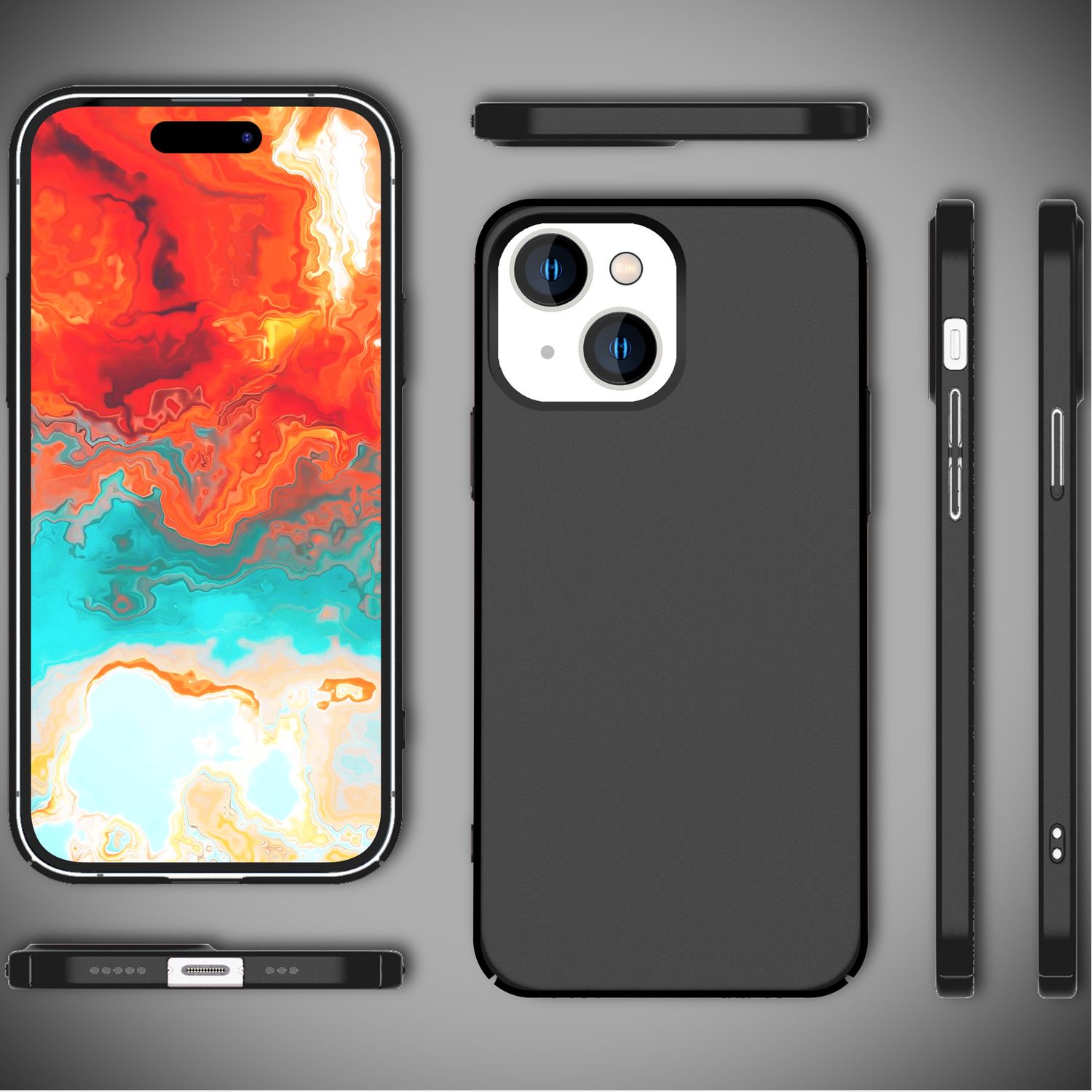 Dünne 0,5mm Hülle für iPhone 15 Hard Case Matt Ultra Slim Handyhülle Schutzhülle Schwarz NALIA SlimFit Hülle