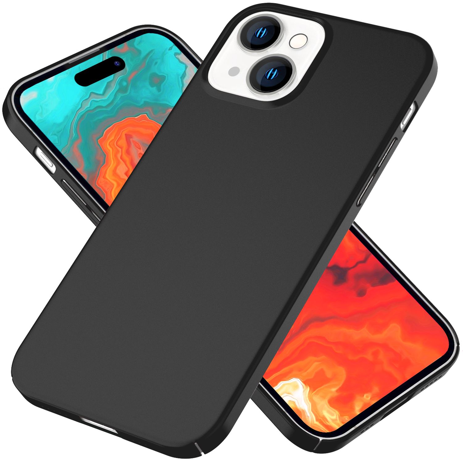 Dünne 0,5mm Hülle für iPhone 15 Plus Hard Case Ultra Slim Handyhülle Schutzhülle Schwarz NALIA SlimFit Hülle