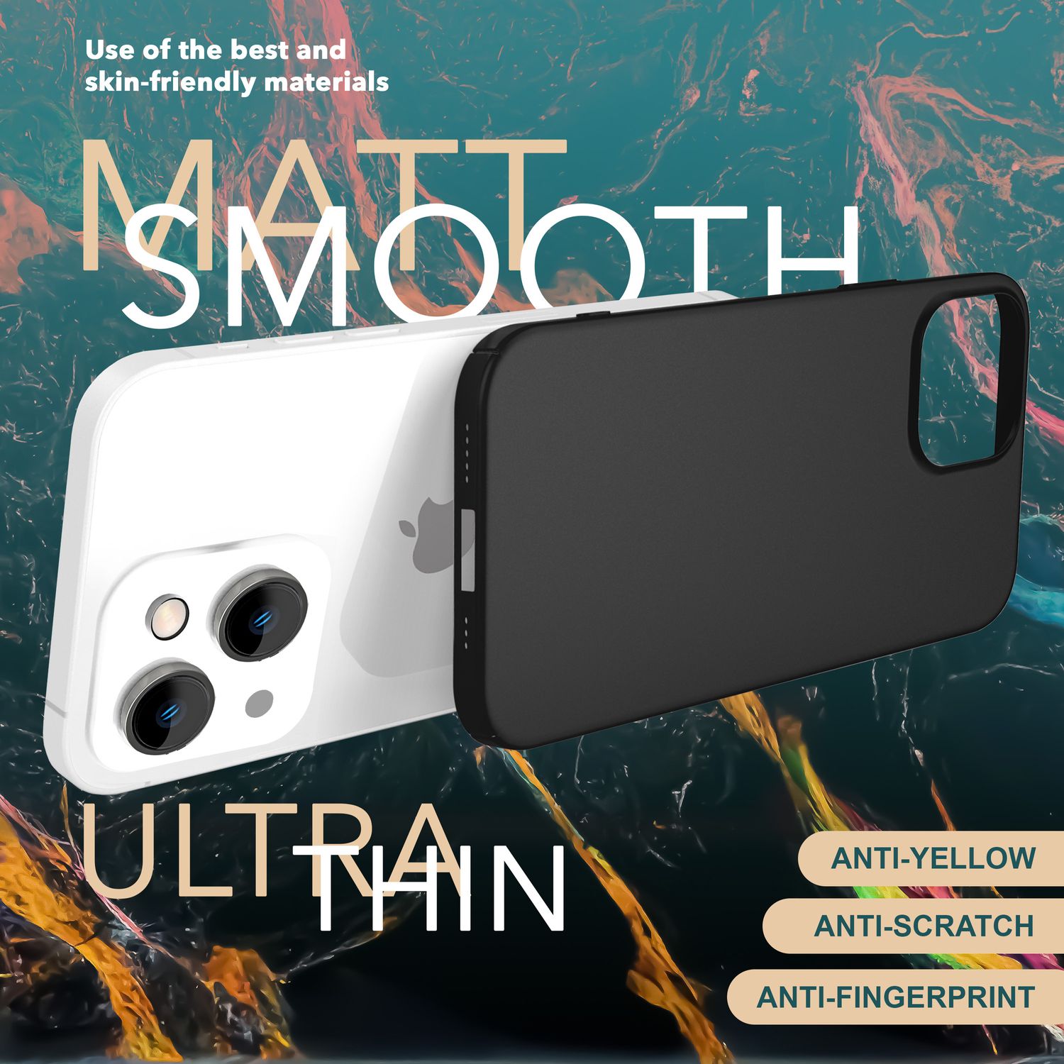 Dünne 0,5mm Hülle für iPhone 15 Plus Hard Case Ultra Slim Handyhülle Schutzhülle Schwarz NALIA SlimFit Hülle