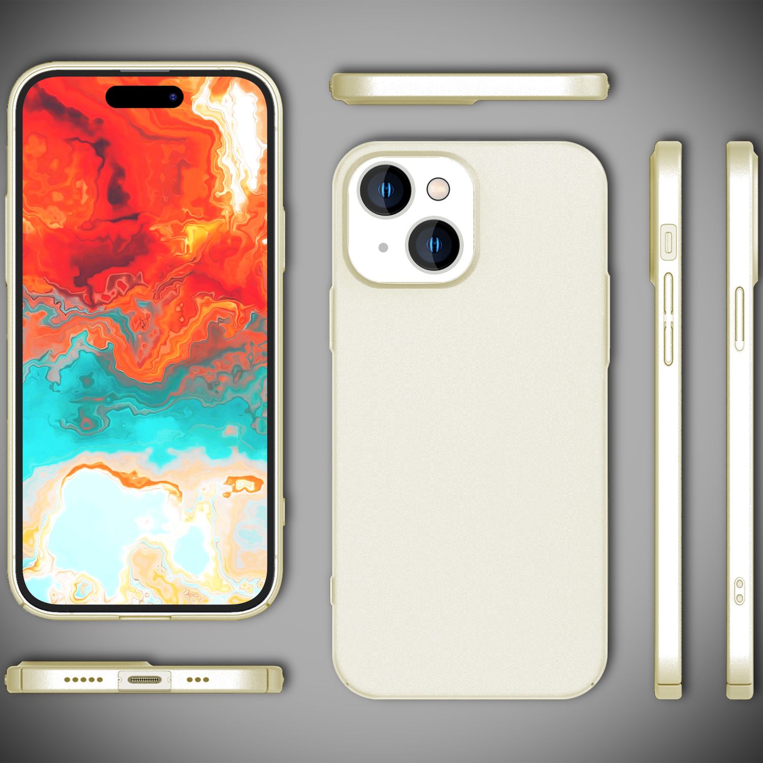 Dünne 0,5mm Hülle für iPhone 15 Plus Hard Case Ultra Slim Handyhülle Schutzhülle Creme Beige NALIA SlimFit Hülle