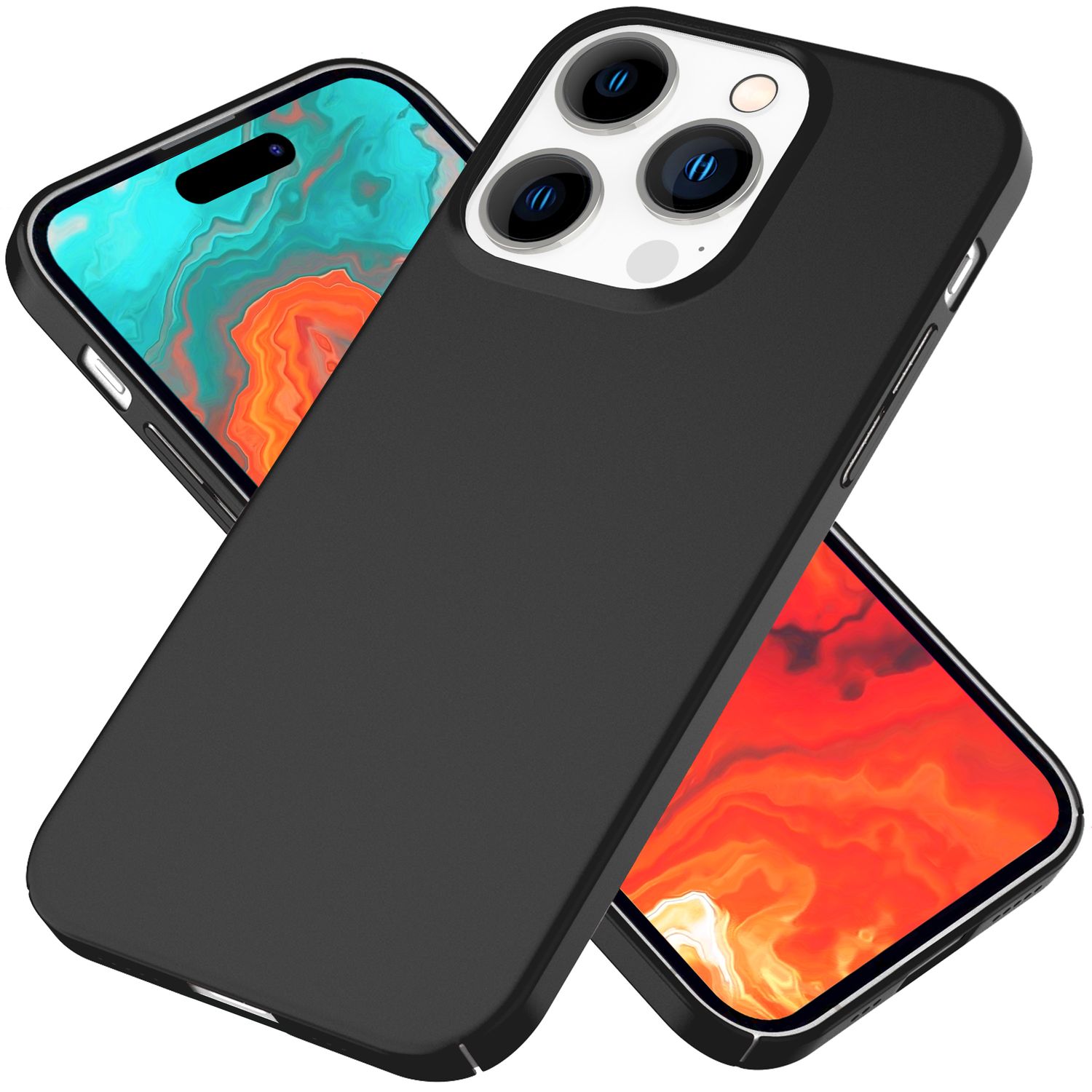 Dünne 0,5mm Hülle für iPhone 15 Pro Hard Case Ultra Slim Handyhülle Schutzhülle Schwarz NALIA SlimFit Hülle